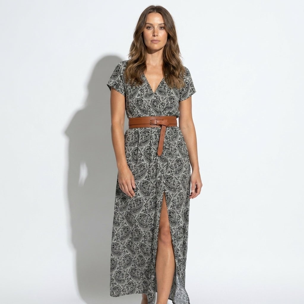 Isabella - Women's Bohemian Floral Maxi Dress - Dresses - Grey - Taylor & Bennett
