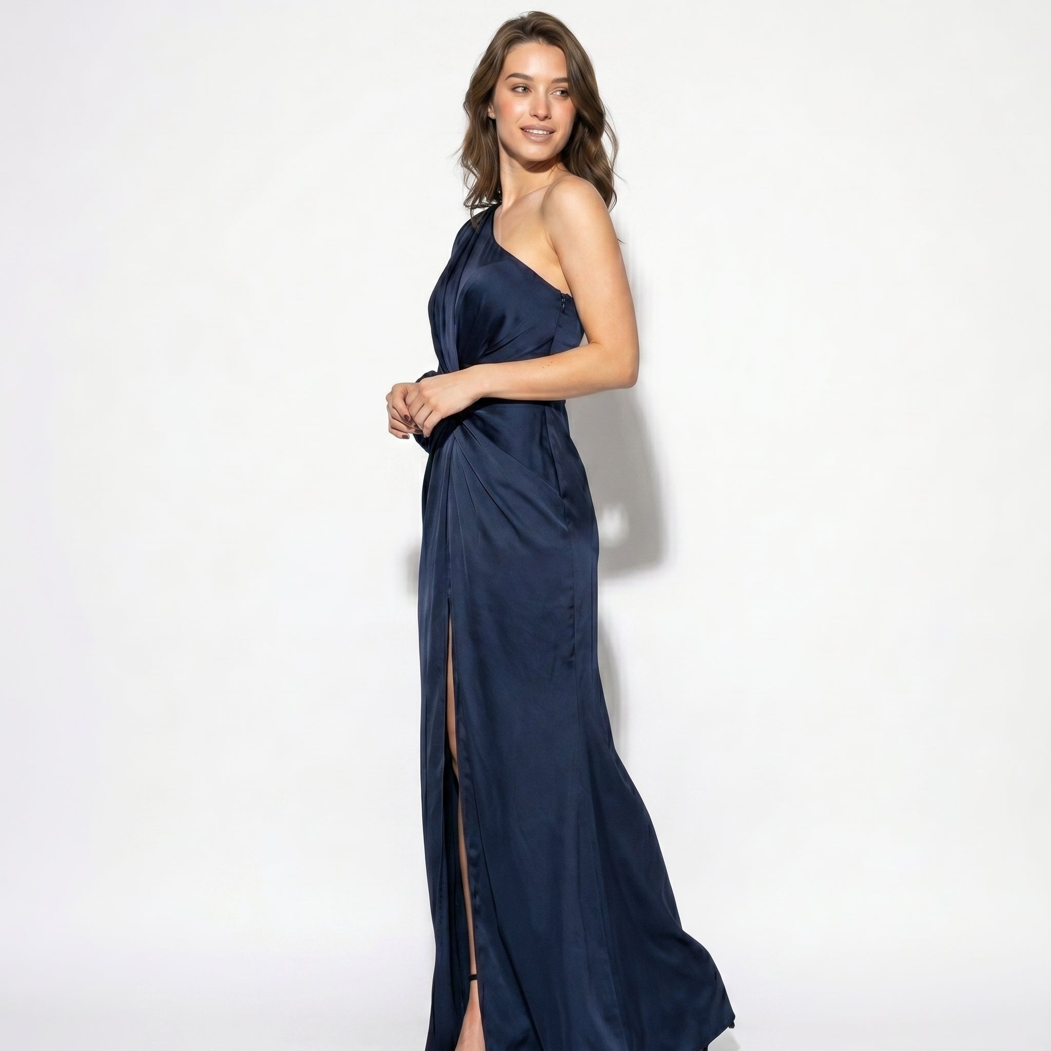 Isabella - Women's One - Shoulder Party Maxi Dress - Dresses Sale - Navy Blue - Taylor & Bennett