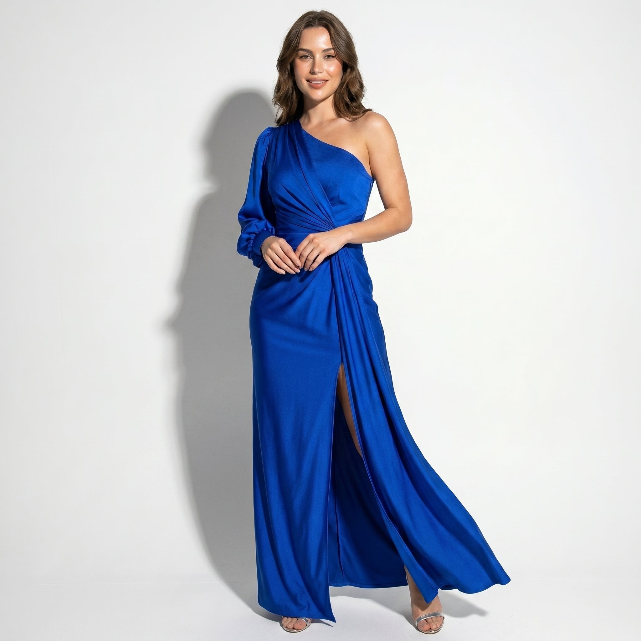 Isabella - Women's One - Shoulder Party Maxi Dress - Dresses Sale - Navy Blue - Taylor & Bennett