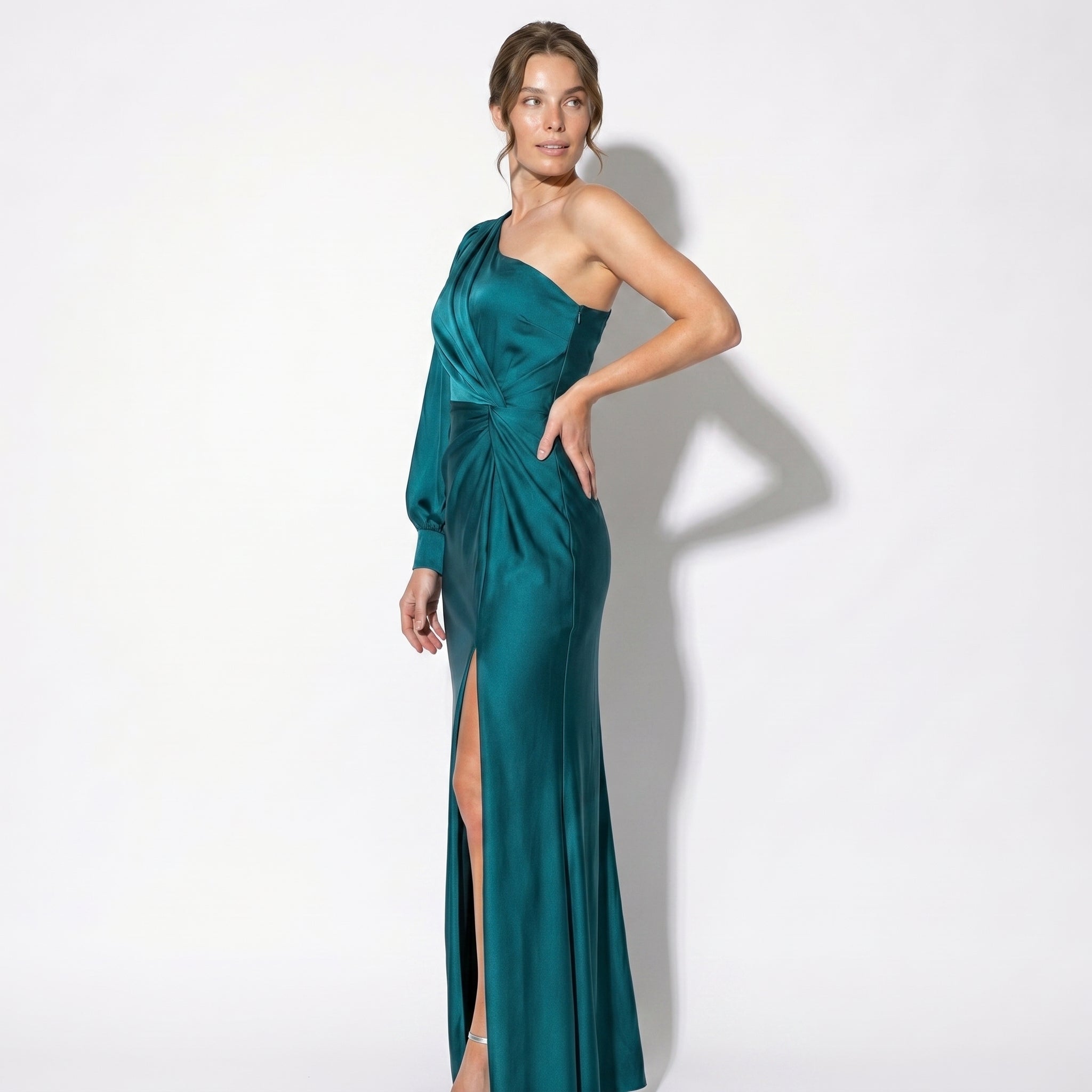 Isabella - Women's One - Shoulder Party Maxi Dress - Dresses Sale - Teal - Taylor & Bennett