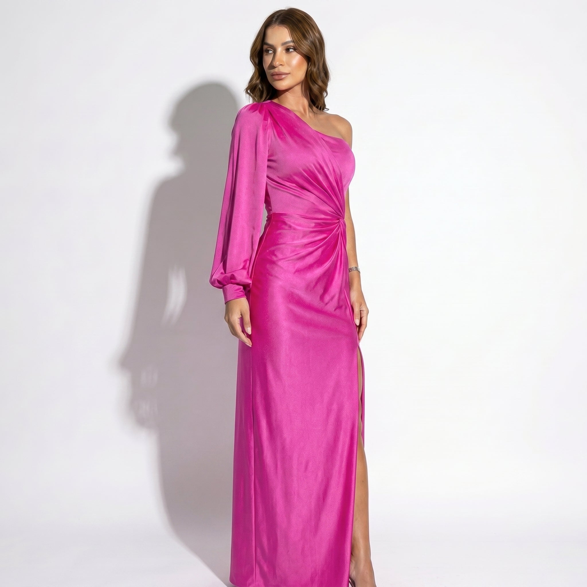 Isabella - Women's One - Shoulder Party Maxi Dress - Dresses Sale - Pink - Taylor & Bennett
