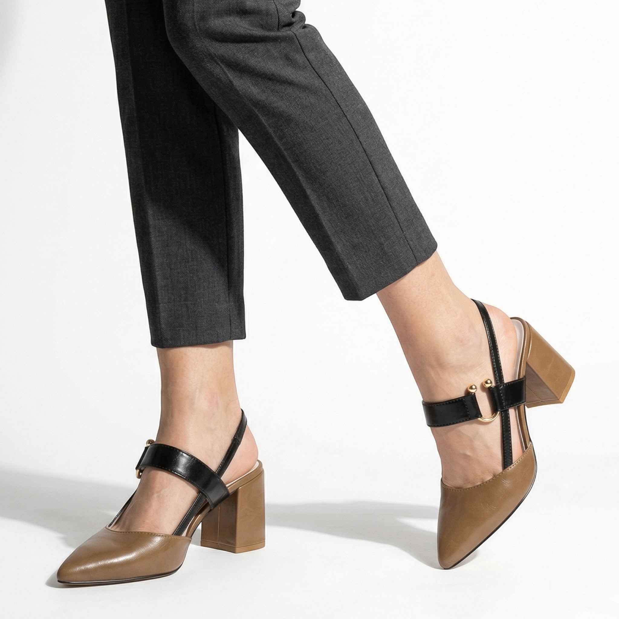 Isabella - Women's Pointed Toe Block Heels - Sandals - Brown - Taylor & Bennett