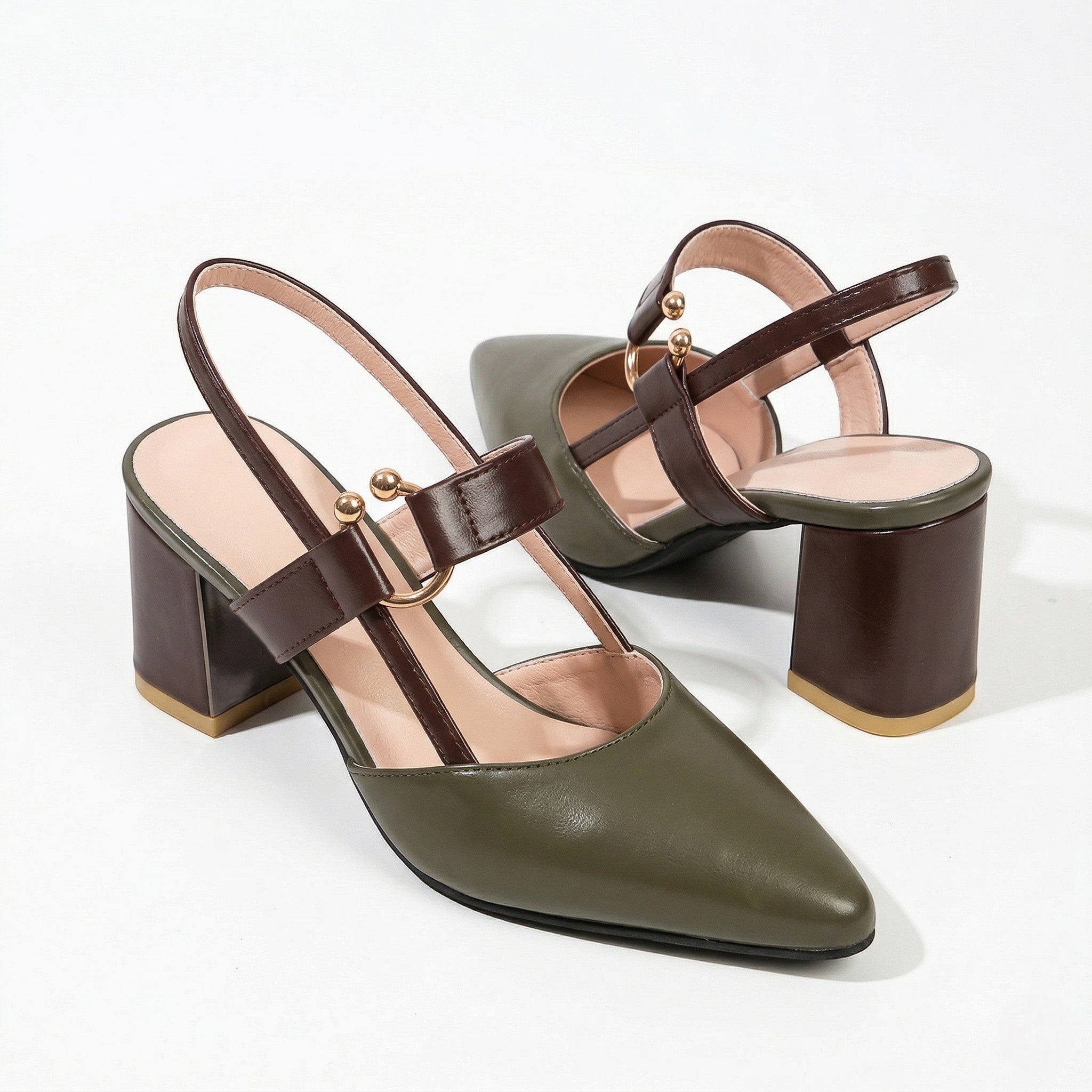Isabella - Women's Pointed Toe Block Heels - Sandals - Green - Taylor & Bennett