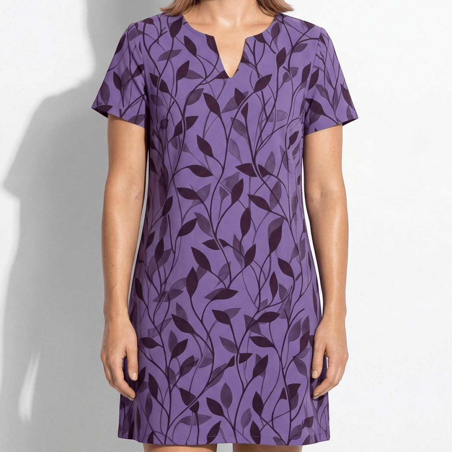 Isla - Women's Floral Print Short Sleeve Mini Dress - Dresses - Purple - Taylor & Bennett