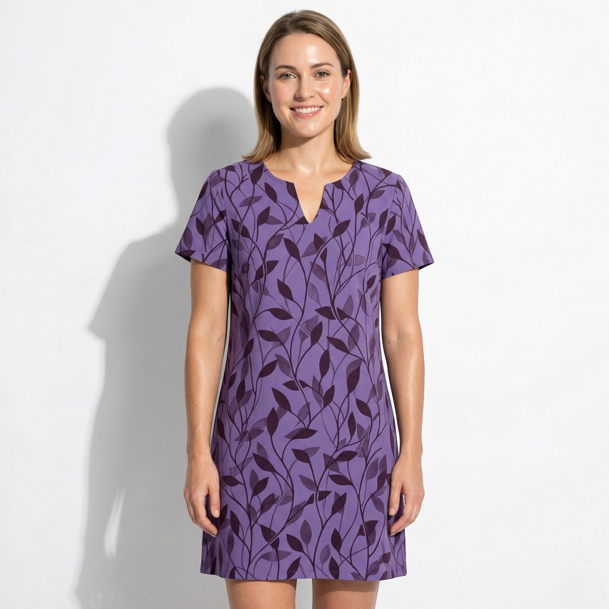 Isla - Women's Floral Print Short Sleeve Mini Dress - Dresses - Purple - Taylor & Bennett