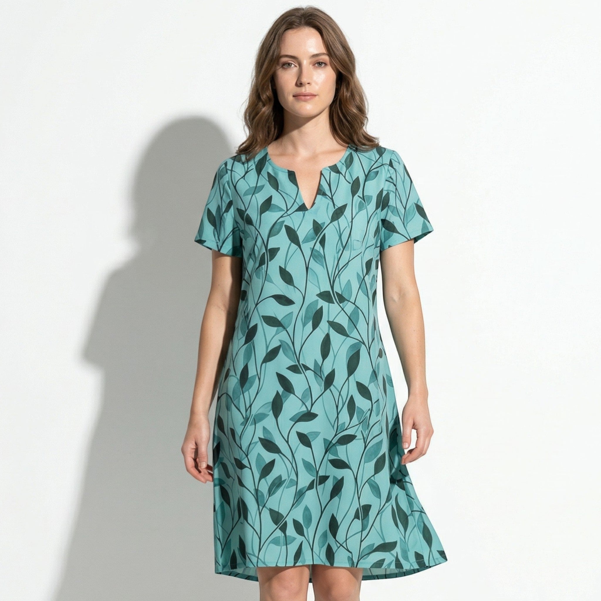 Isla - Women's Floral Print Short Sleeve Mini Dress - Dresses - Green - Taylor & Bennett
