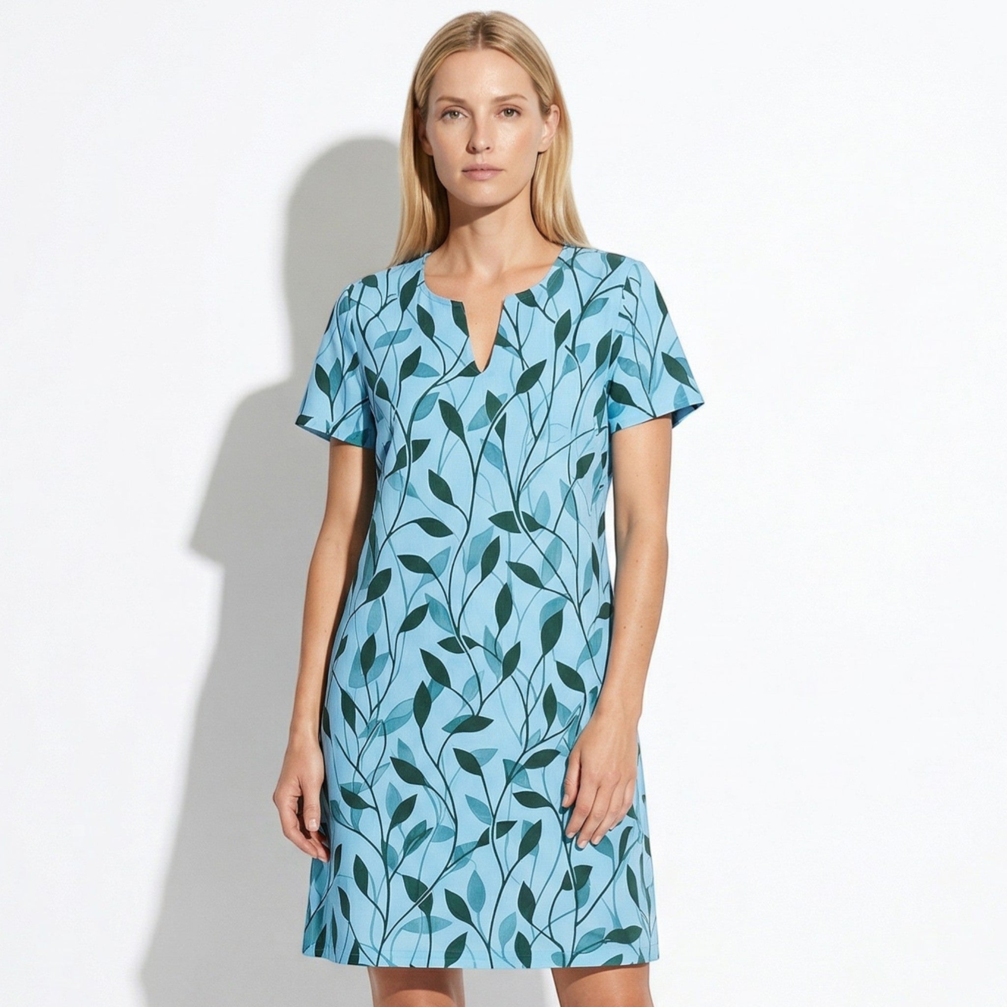 Isla - Women's Floral Print Short Sleeve Mini Dress - Dresses - Blue - Taylor & Bennett