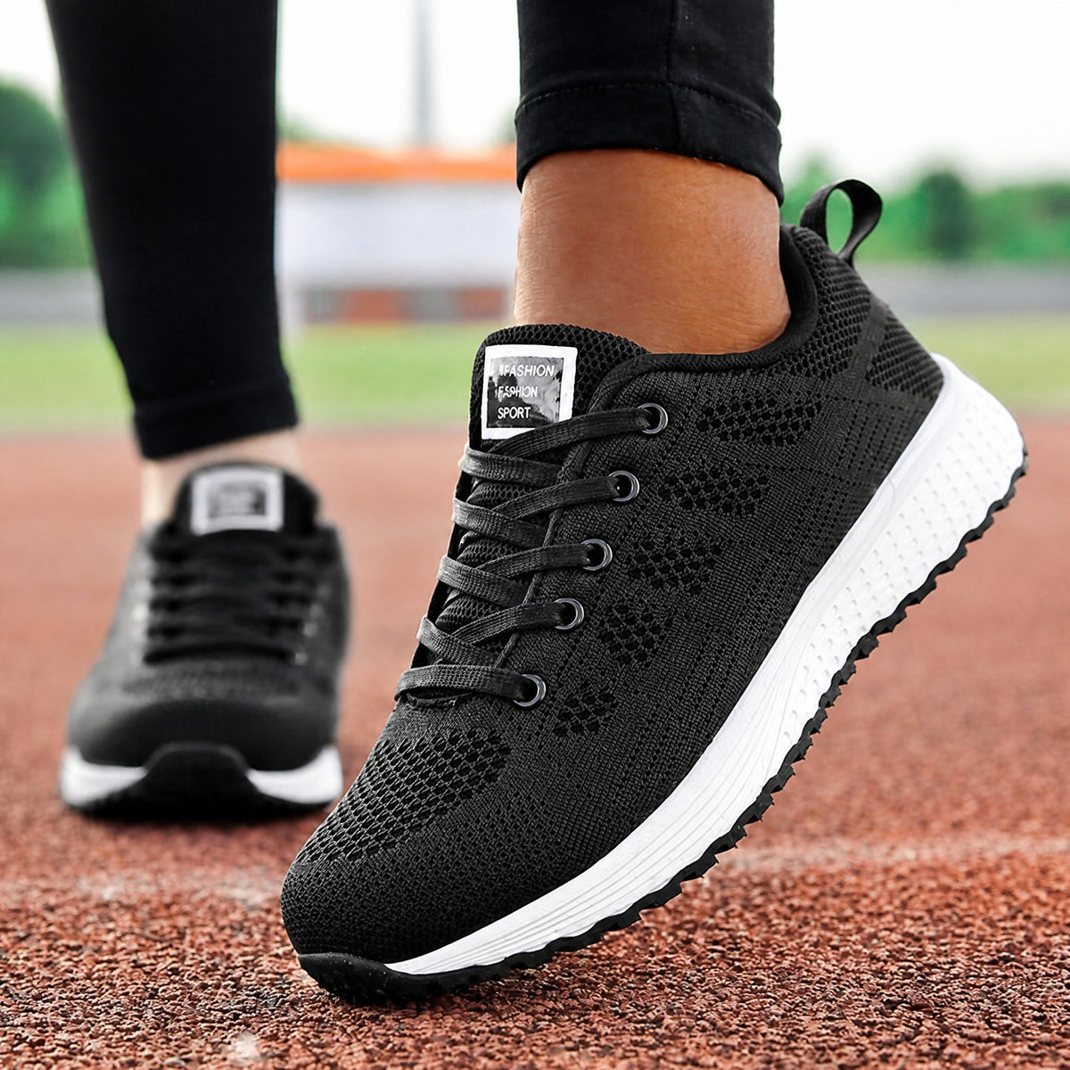 Isla - Women's Lightweight Lace-Up Trainers with Cushioned Sole - Sneakers - Black - Taylor & Bennett