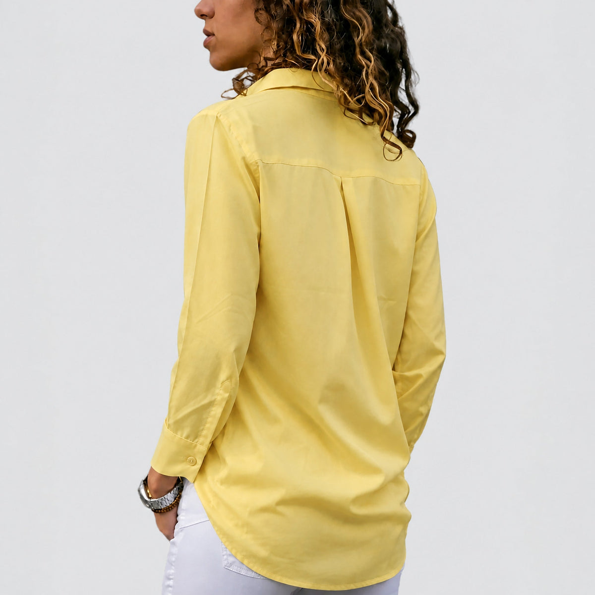 Isla - Women's Long Sleeve Button-Down Blouse with Roll-Up Sleeves - Blouses - Green - Taylor & Bennett