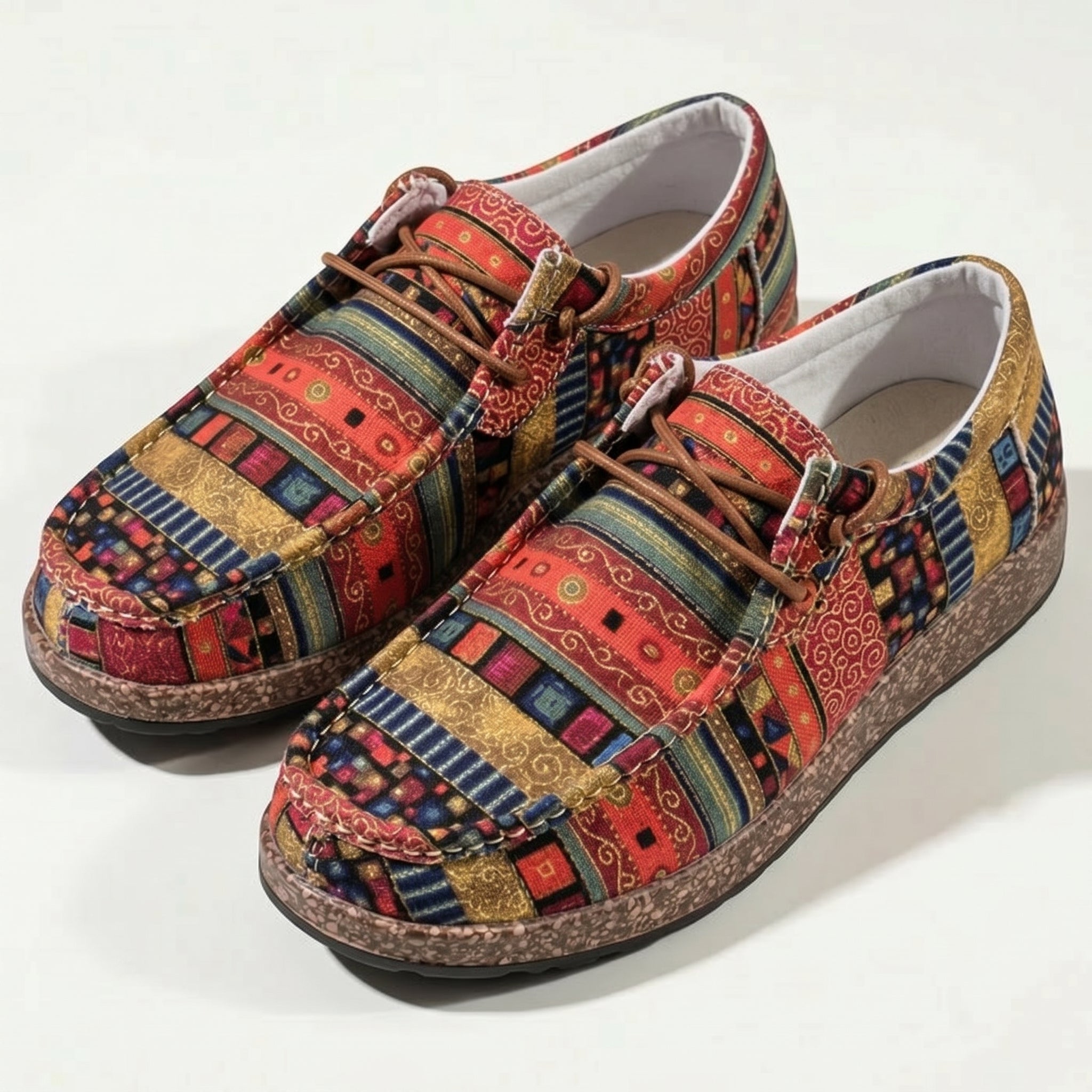 Isla - Women's Printed Moccasins - Shoes - Red - Taylor & Bennett
