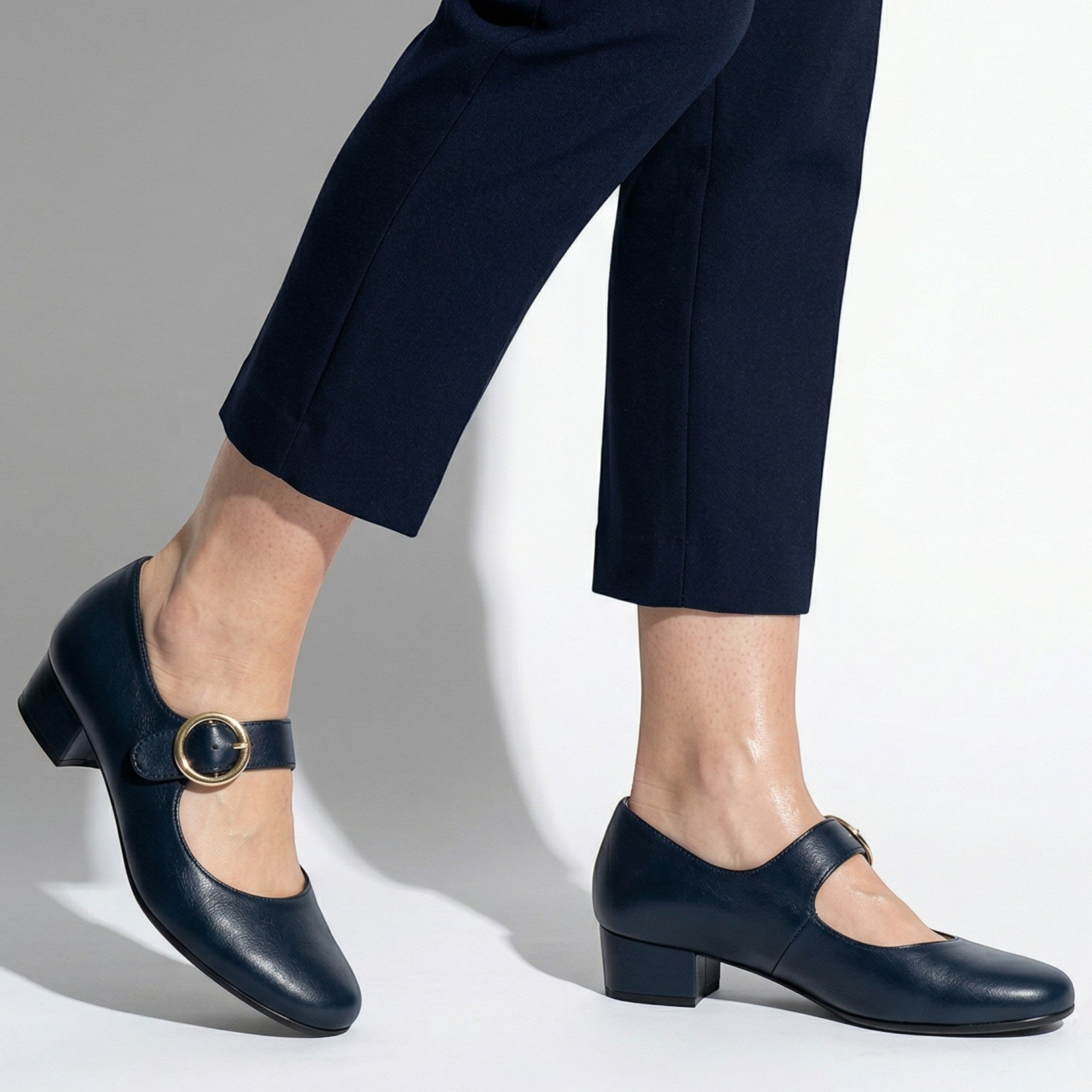 Isobel - Women's Round Toe Mary Jane Shoes - Sandals - Navy Blue - Taylor & Bennett