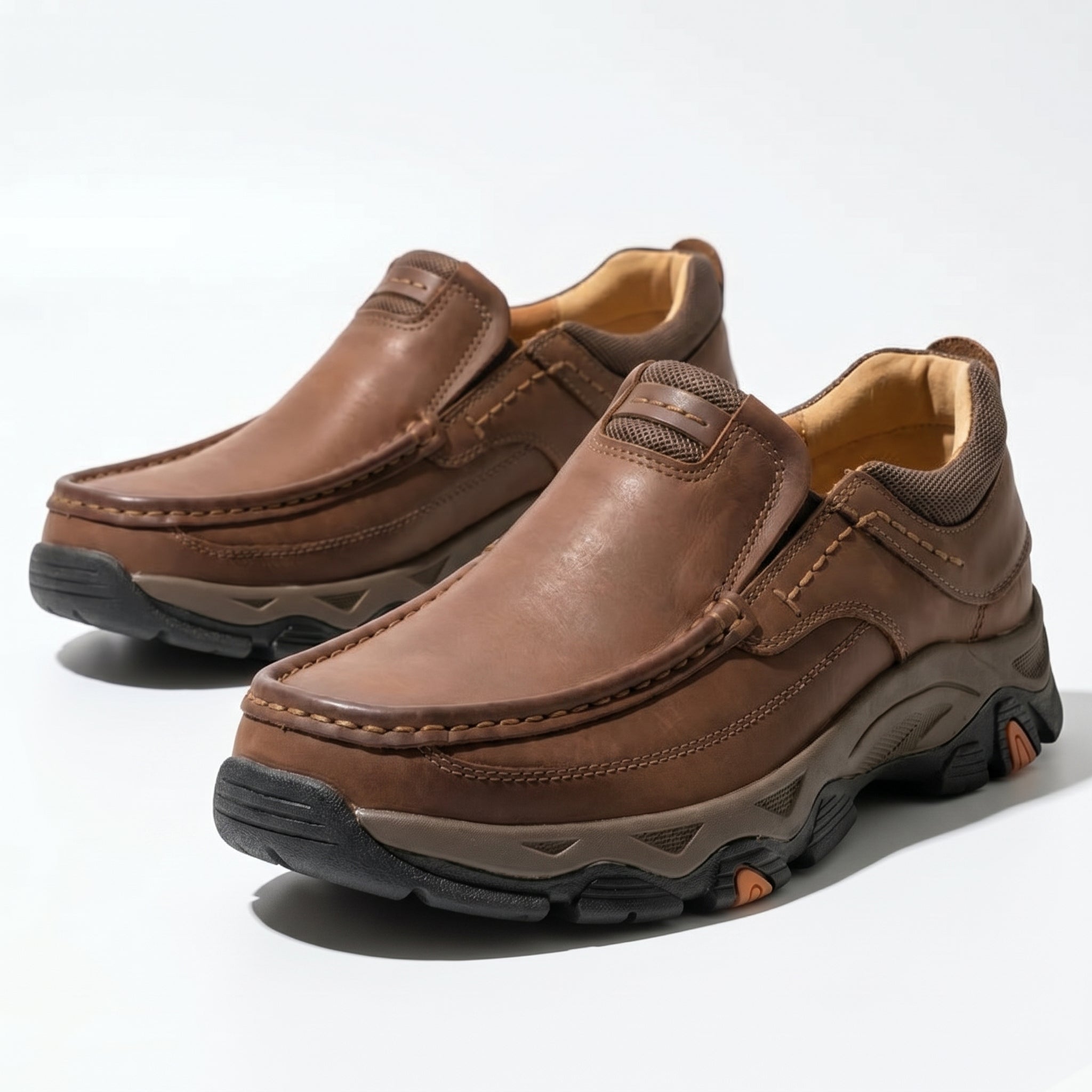 Jacob - Men's Rugged Slip - On Loafers - Loafers - Brown - Taylor & Bennett
