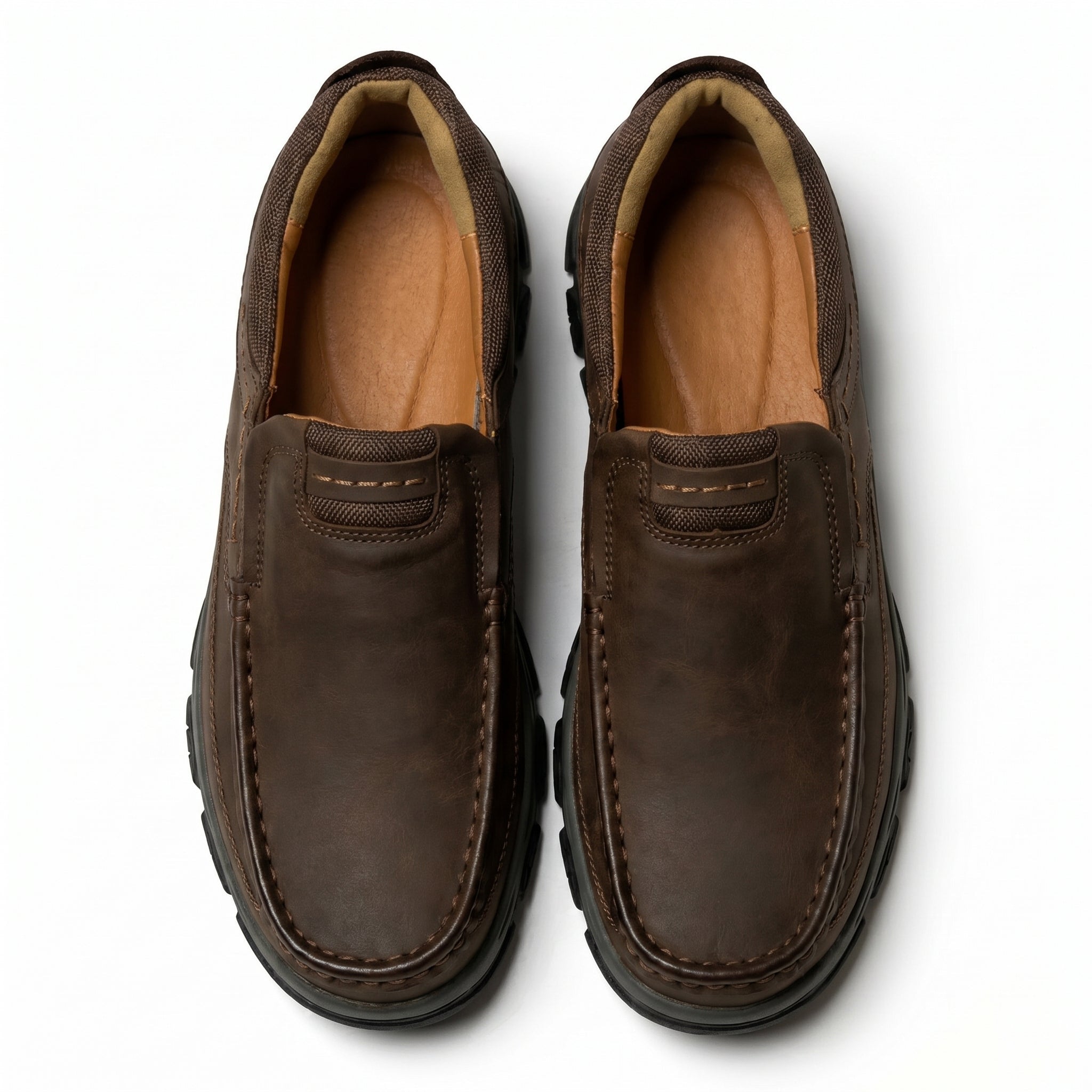 Jacob - Men's Rugged Slip - On Loafers - Loafers - Dark Brown - Taylor & Bennett