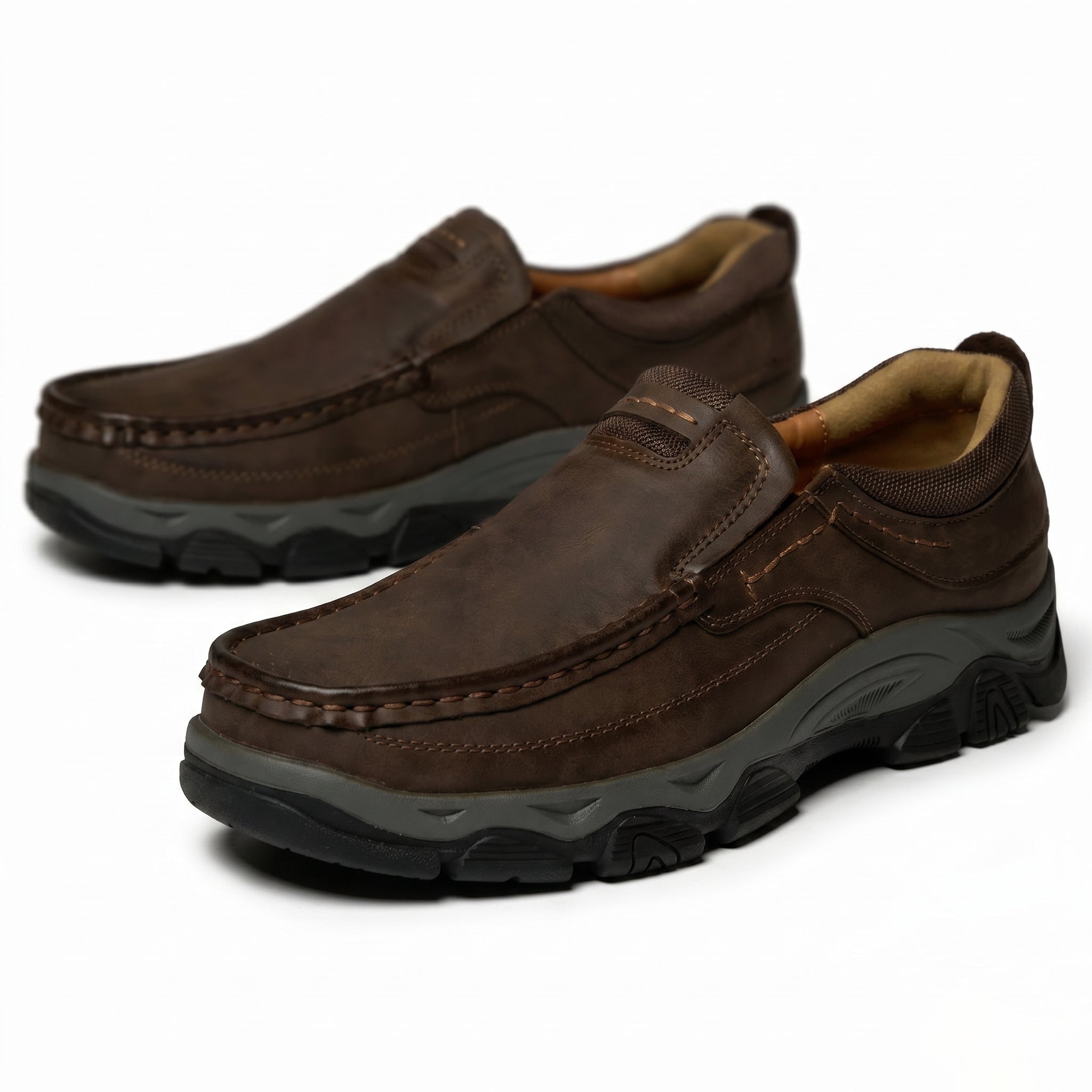 Jacob - Men's Rugged Slip - On Loafers - Loafers - Dark Brown - Taylor & Bennett