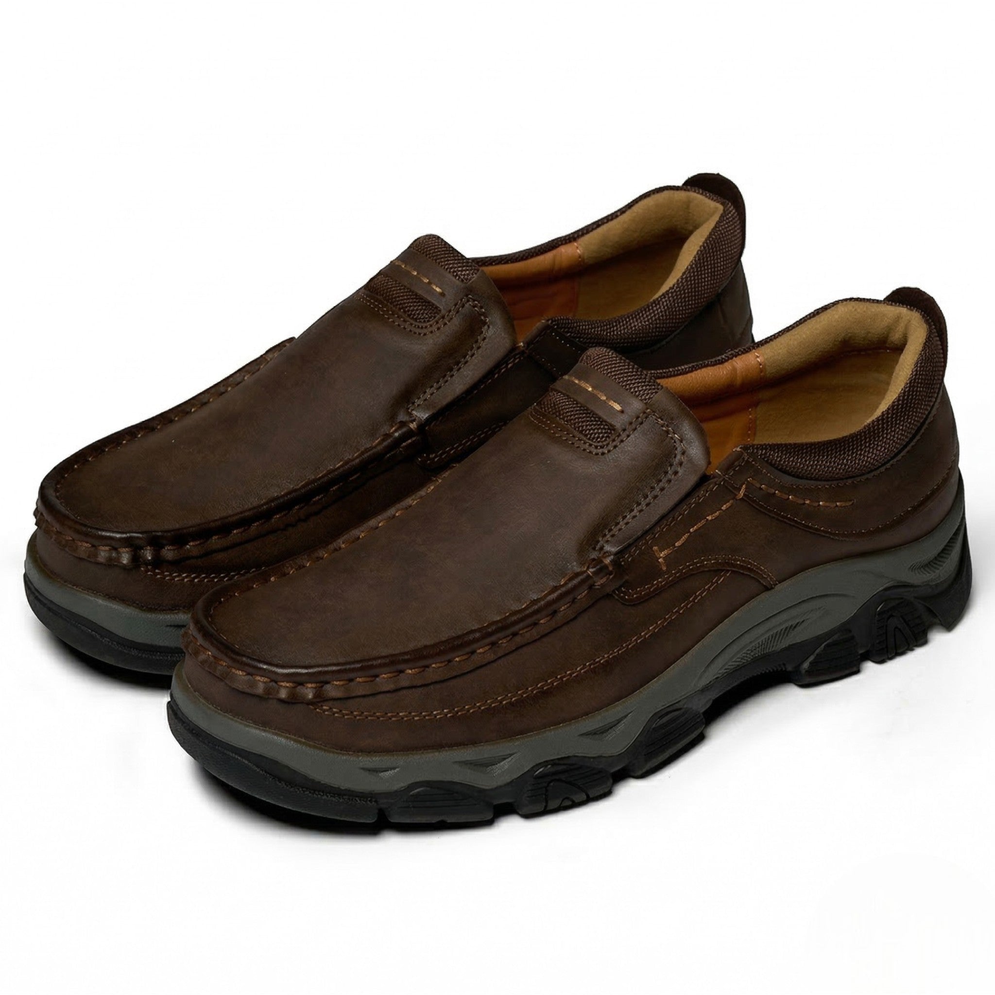 Jacob - Men's Rugged Slip - On Loafers with Cushioned Sole - Loafers - Dark Brown - Taylor & Bennett