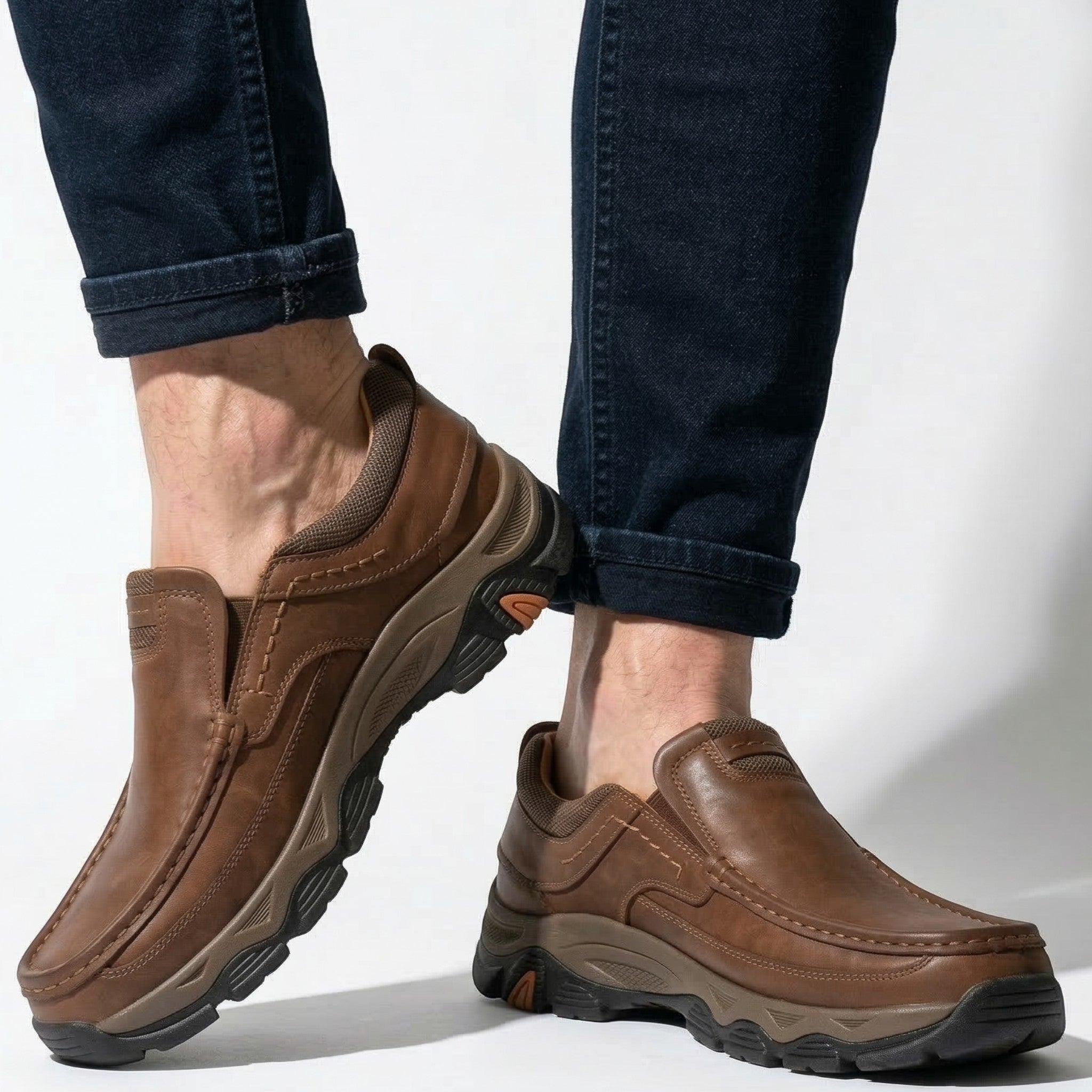 Jacob - Men's Rugged Slip - On Loafers with Cushioned Sole - Loafers - Brown - Taylor & Bennett