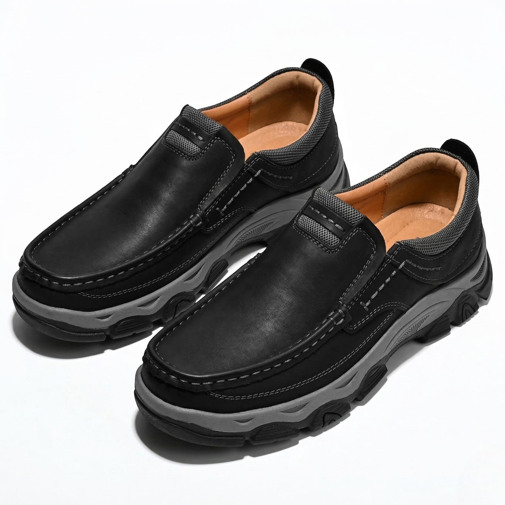 Jacob - Men's Rugged Slip - On Loafers with Cushioned Sole - Loafers - Black - Taylor & Bennett
