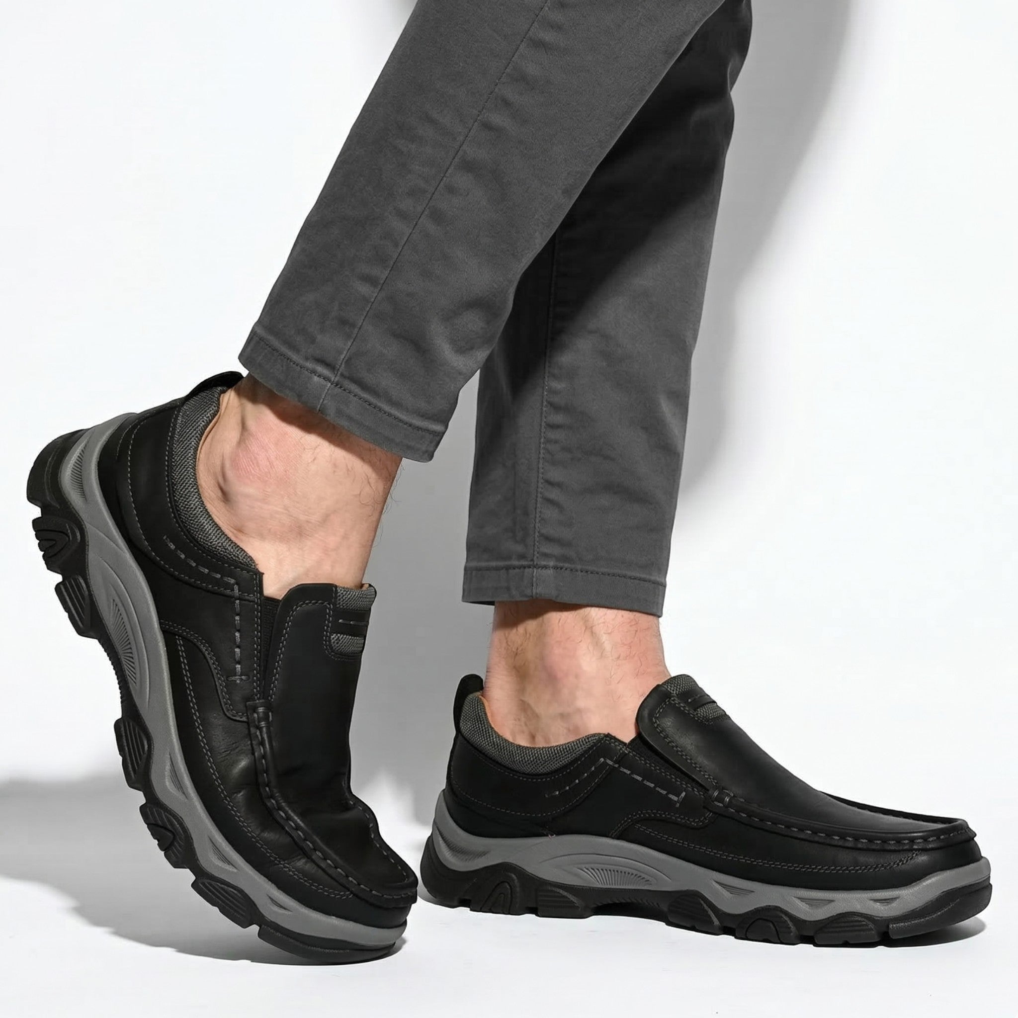 Jacob - Men's Rugged Slip - On Loafers with Cushioned Sole - Loafers - Black - Taylor & Bennett