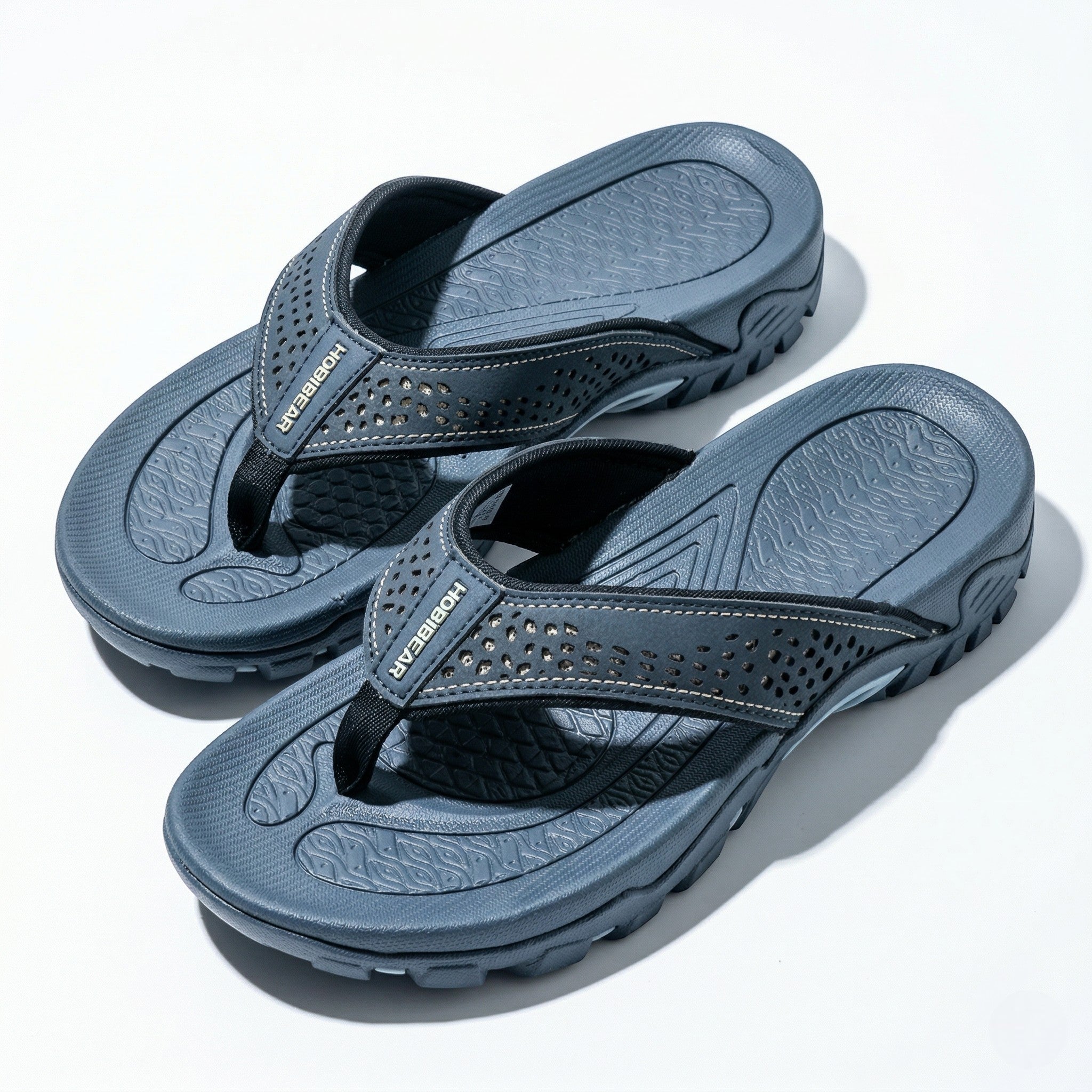 James - Men's Arch Flip Flops - Slippers - Dark Blue - Taylor & Bennett
