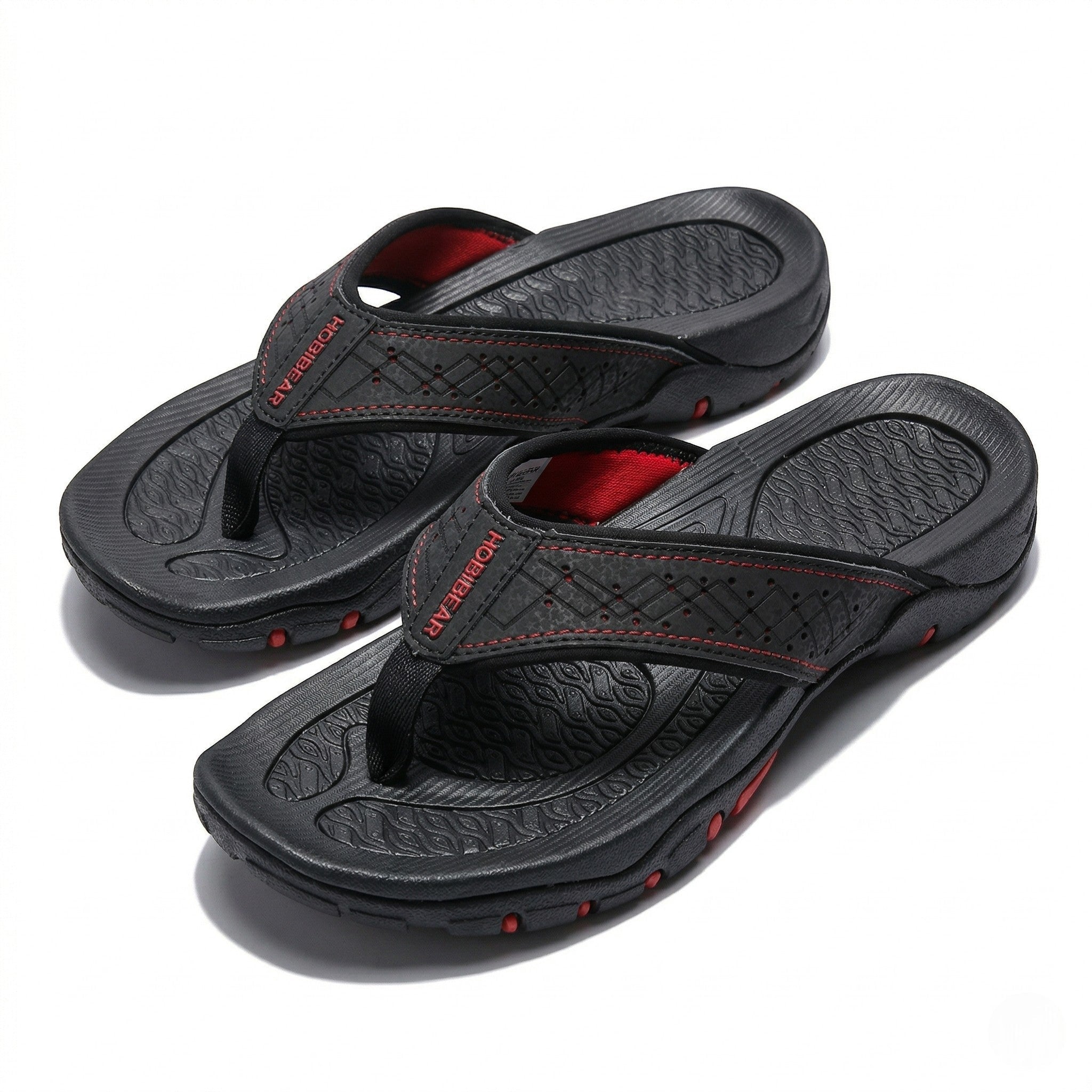 James - Men's Arch Flip Flops - Slippers - Double Black - Taylor & Bennett