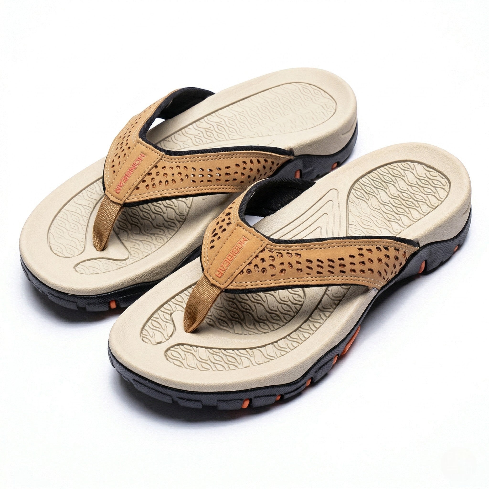 James - Men's Arch Flip Flops - Slippers - Khaki - Taylor & Bennett