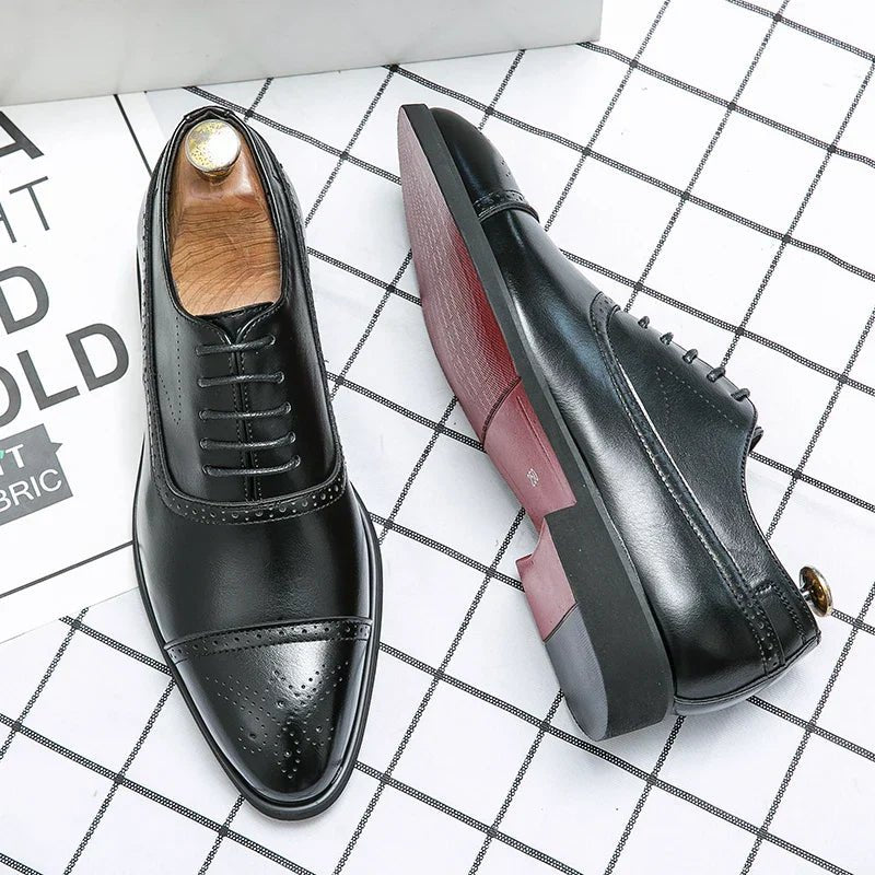 James - Men's Cap - Toe Brogue Oxford Shoes - Shoes - Black - Taylor & Bennett