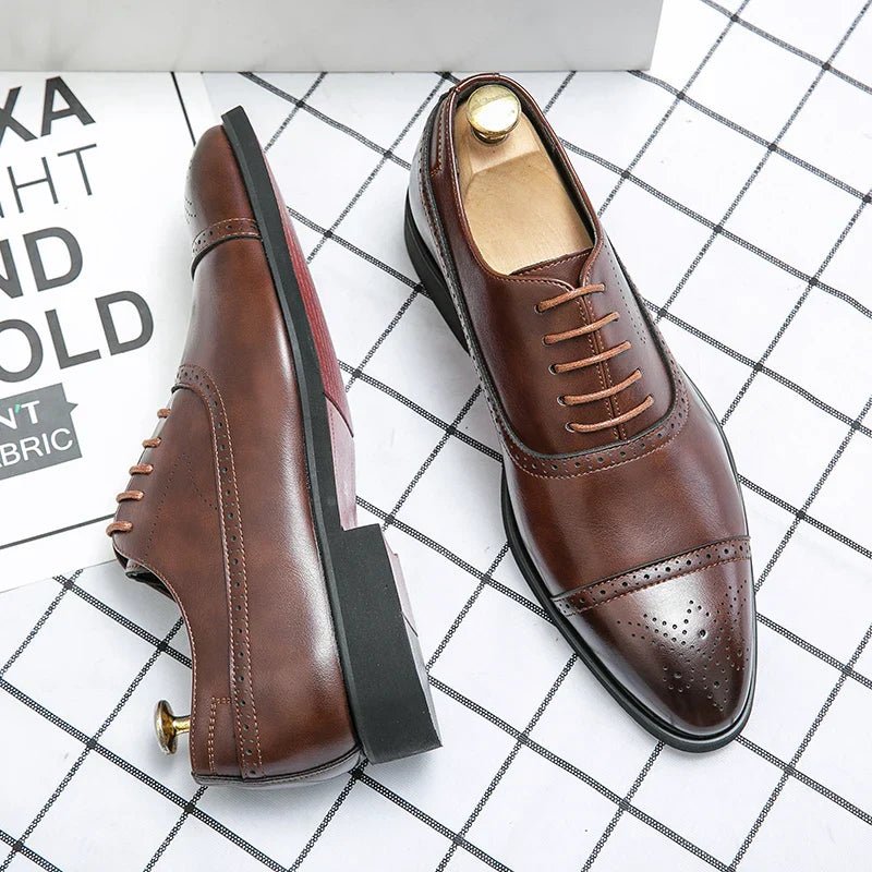 James - Men's Cap - Toe Brogue Oxford Shoes - Shoes - Brown - Taylor & Bennett