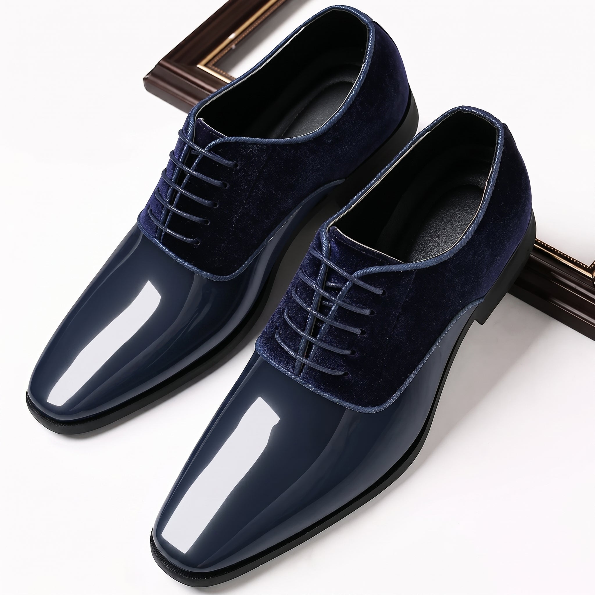 James - Men's Formal Glossy Wedding Shoes - Shoes - Blue - Taylor & Bennett