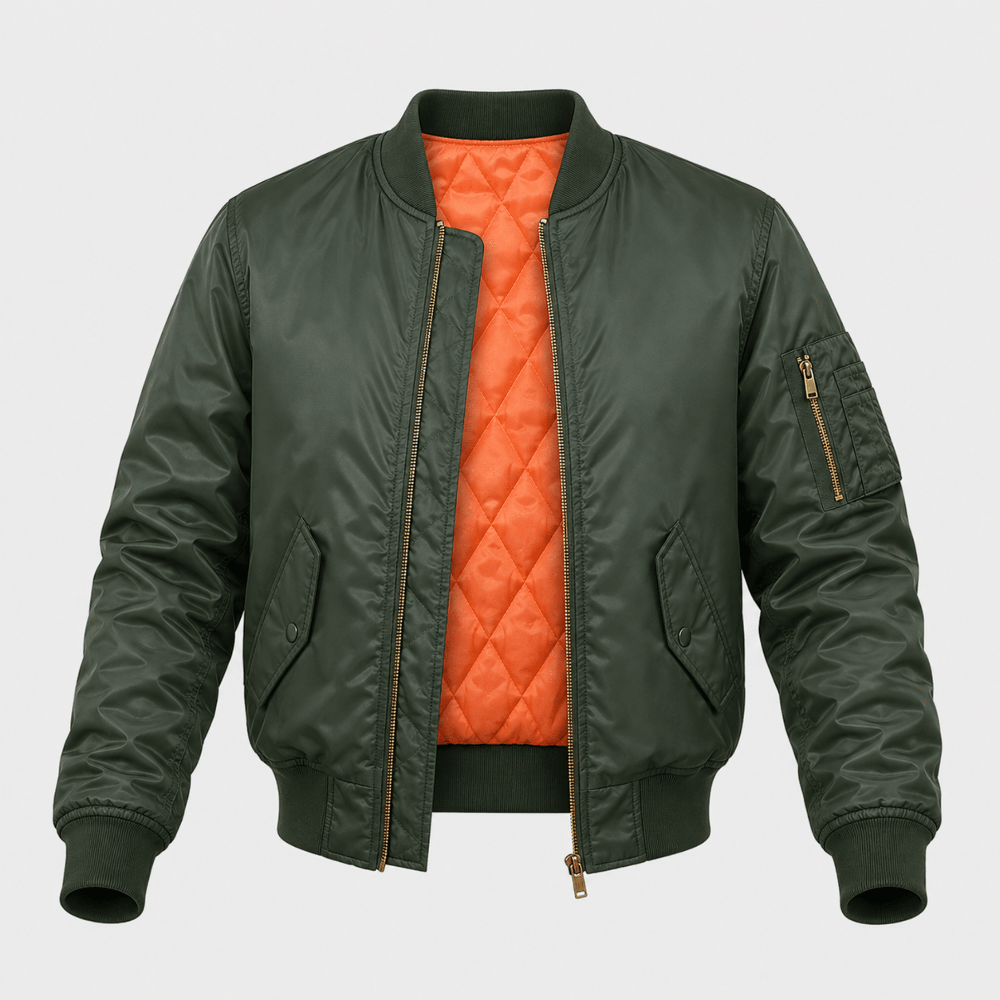 James - Men's MA-1 Style Bomber Jacket with Arm Pocket - Bomber Jackets - Green - Taylor & Bennett