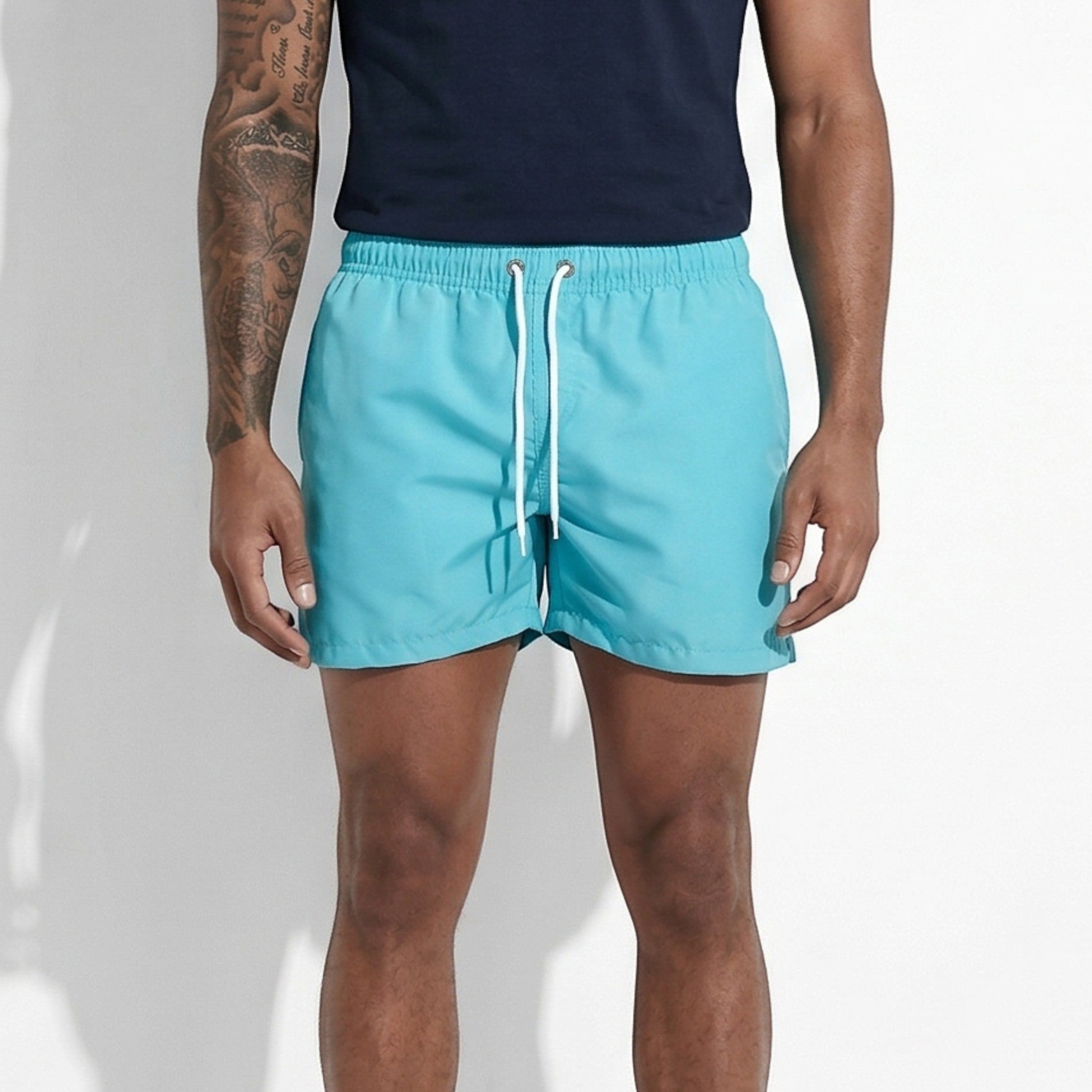 James - Men's Quick - Dry Swim Shorts with Adjustable Drawstring - Swimwear - Blue - Taylor & Bennett