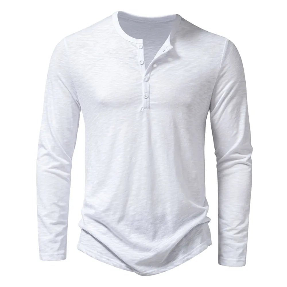 James - Men's Relaxed Fit Long Sleeve Henley Shirt - Henley Shirts - Army Green - Taylor & Bennett