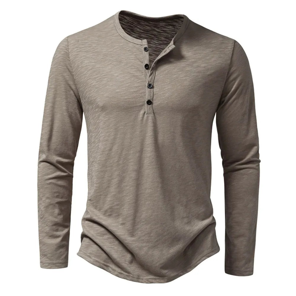 James - Men's Relaxed Fit Long Sleeve Henley Shirt - Henley Shirts - Black - Taylor & Bennett