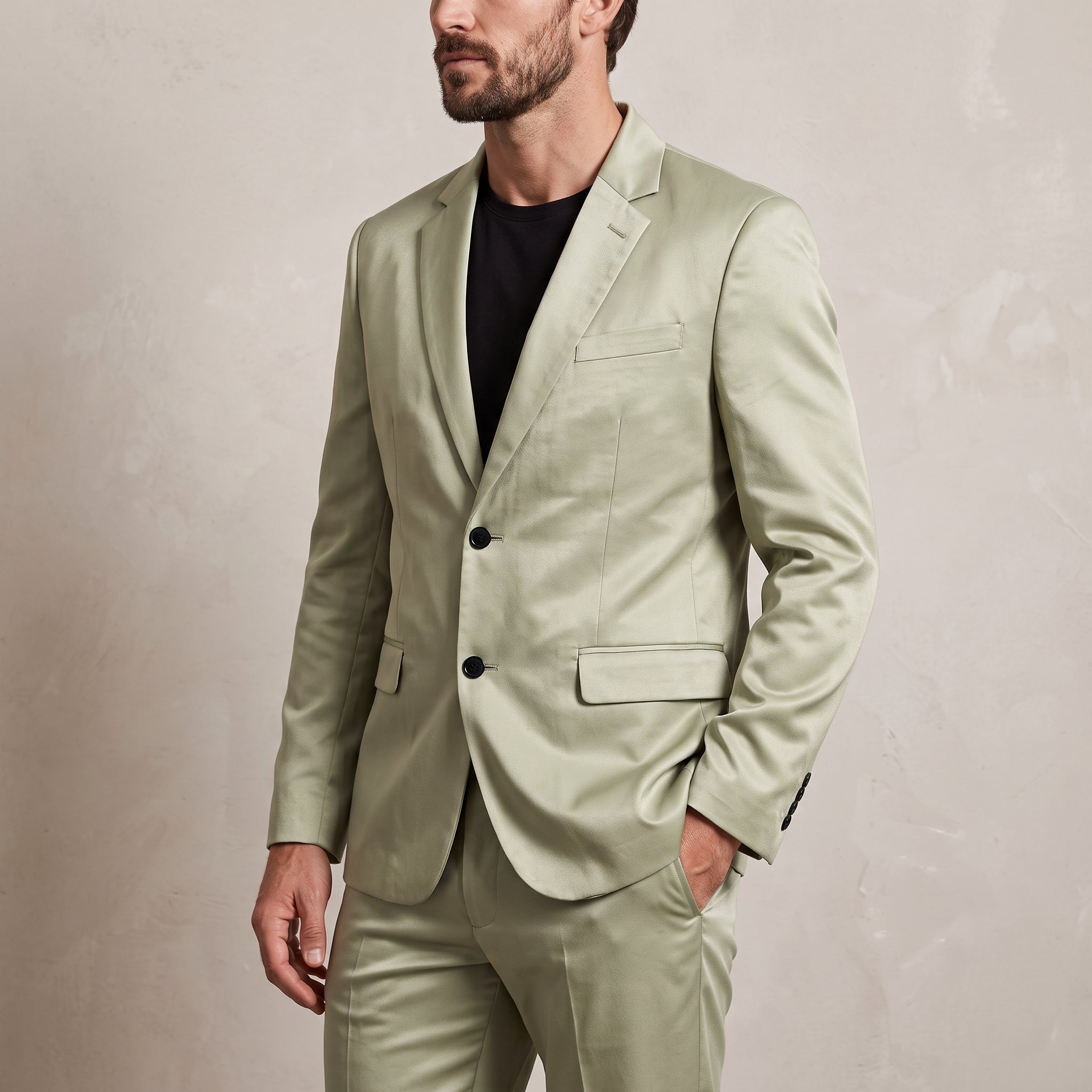 James - Men's Relaxed Fit Notch Lapel Two-Piece Wedding Guest Suit - Men Suits - Green - Taylor & Bennett