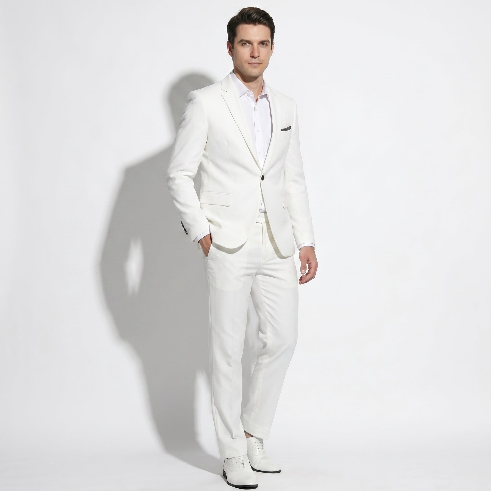 James - Men's Slim Fit Wedding Suit - Men's suit - White - Taylor & Bennett