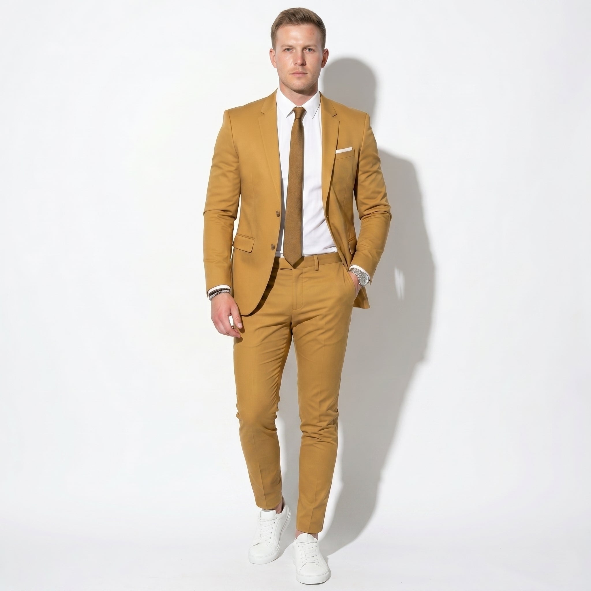 James - Men's Slim Fit Wedding Suit - Men's suit - Beige - Taylor & Bennett
