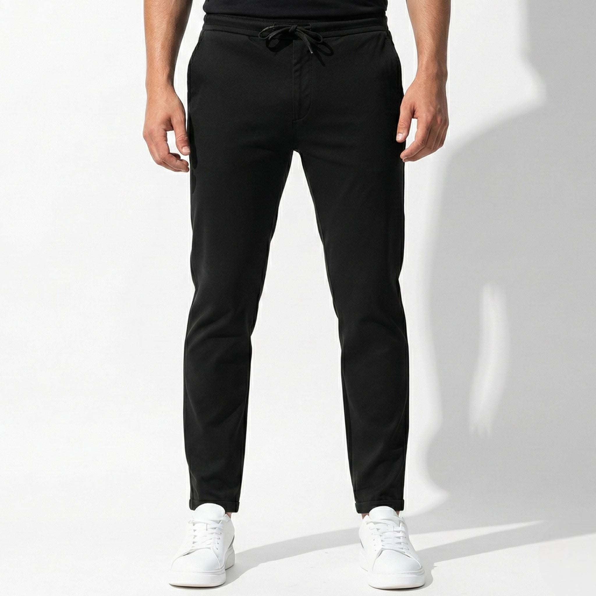 James - Men's Tailored Stretch Trousers with Flexible Fit - Trouser - Black - Taylor & Bennett