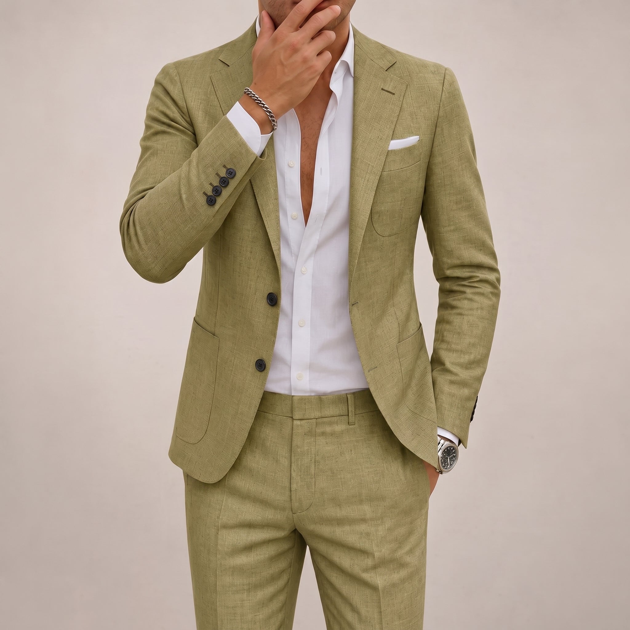 James - Men's Two-Piece Wedding Suit with Notch Lapel - Suits - Green - Taylor & Bennett