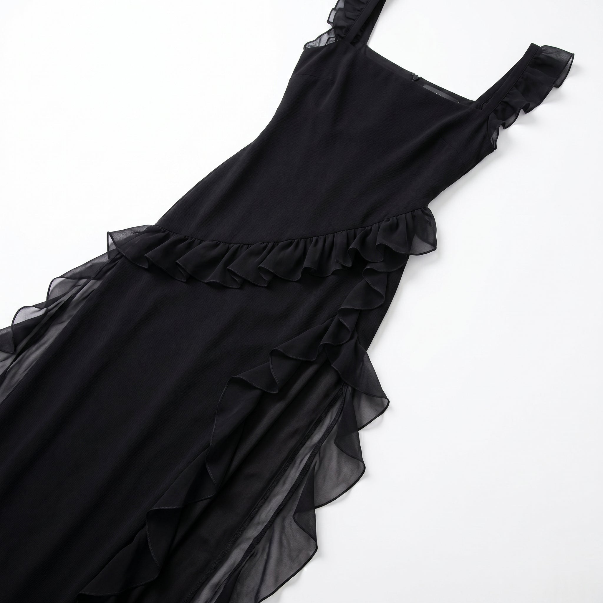 Jasmine - Women's Elegant Ruffle Maxi Dress - Dresses - Black - Taylor & Bennett