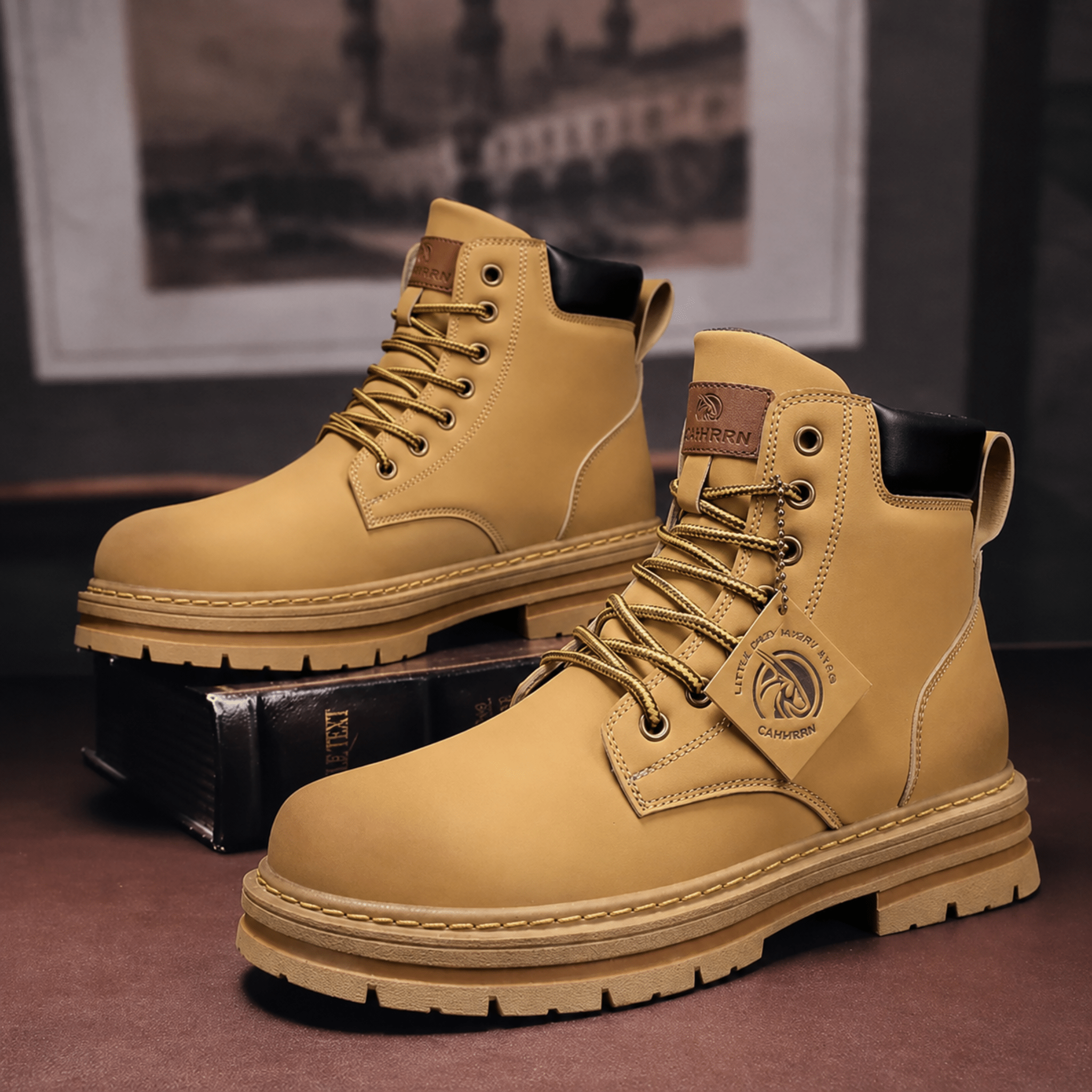 Jonas - Men's Chunky High-Top Lace-Up Combat Boots - Boots - Brown - Taylor & Bennett