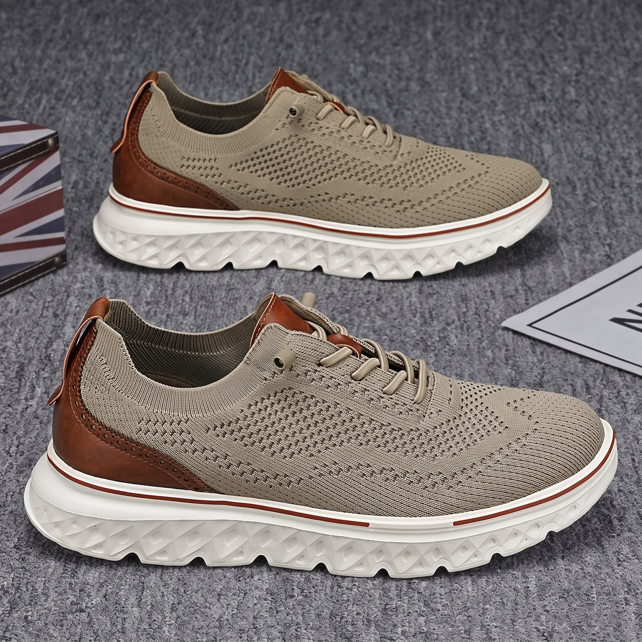 Jonas - Men's Orthopaedic Lightweight Mesh Trainers - Trainers - Khaki - Taylor & Bennett