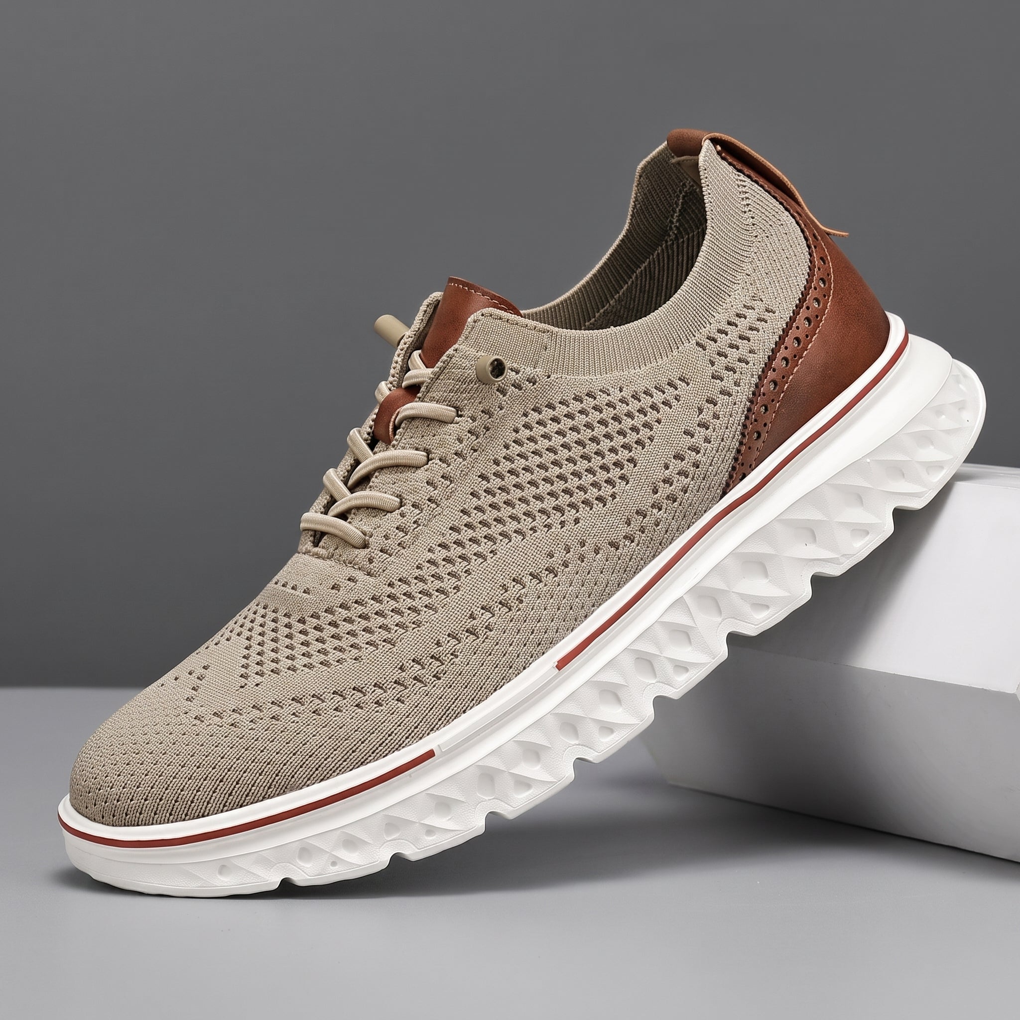 Jonas - Men's Orthopaedic Lightweight Mesh Trainers - Trainers - Khaki - Taylor & Bennett