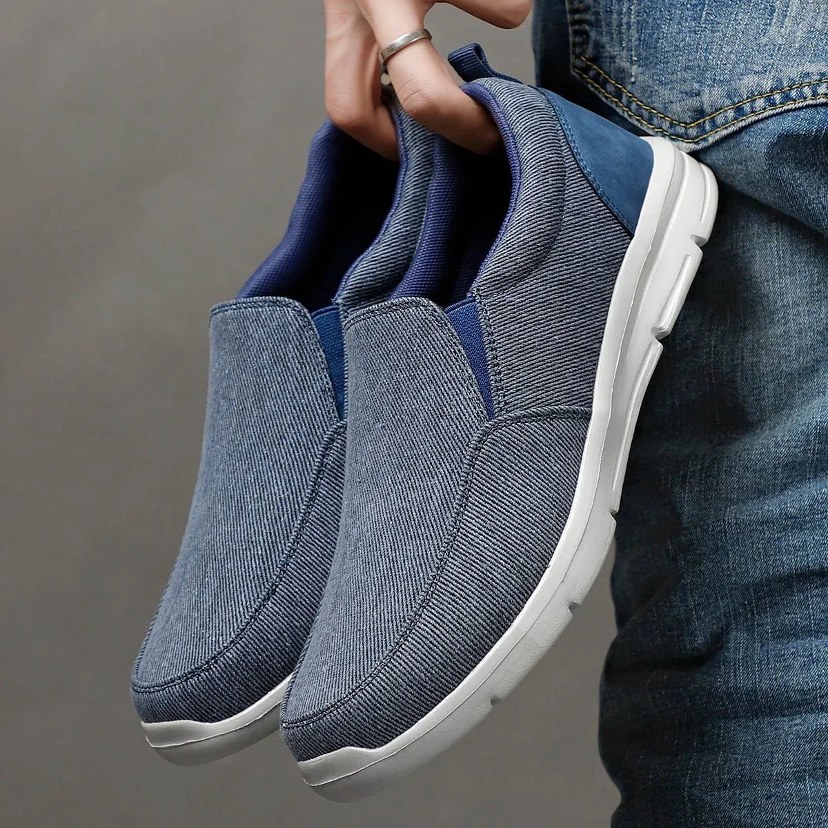 Jonas - Men's Orthopaedic Slip - On Trainers with Cushioned Sole - Trainers - Blue - Taylor & Bennett