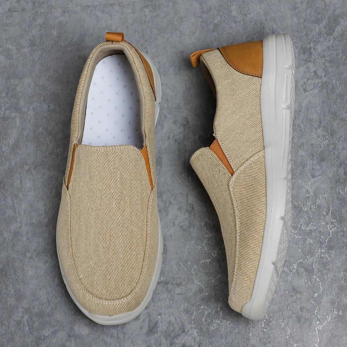 Jonas - Men's Orthopaedic Slip - On Trainers with Cushioned Sole - Trainers - Khaki - Taylor & Bennett