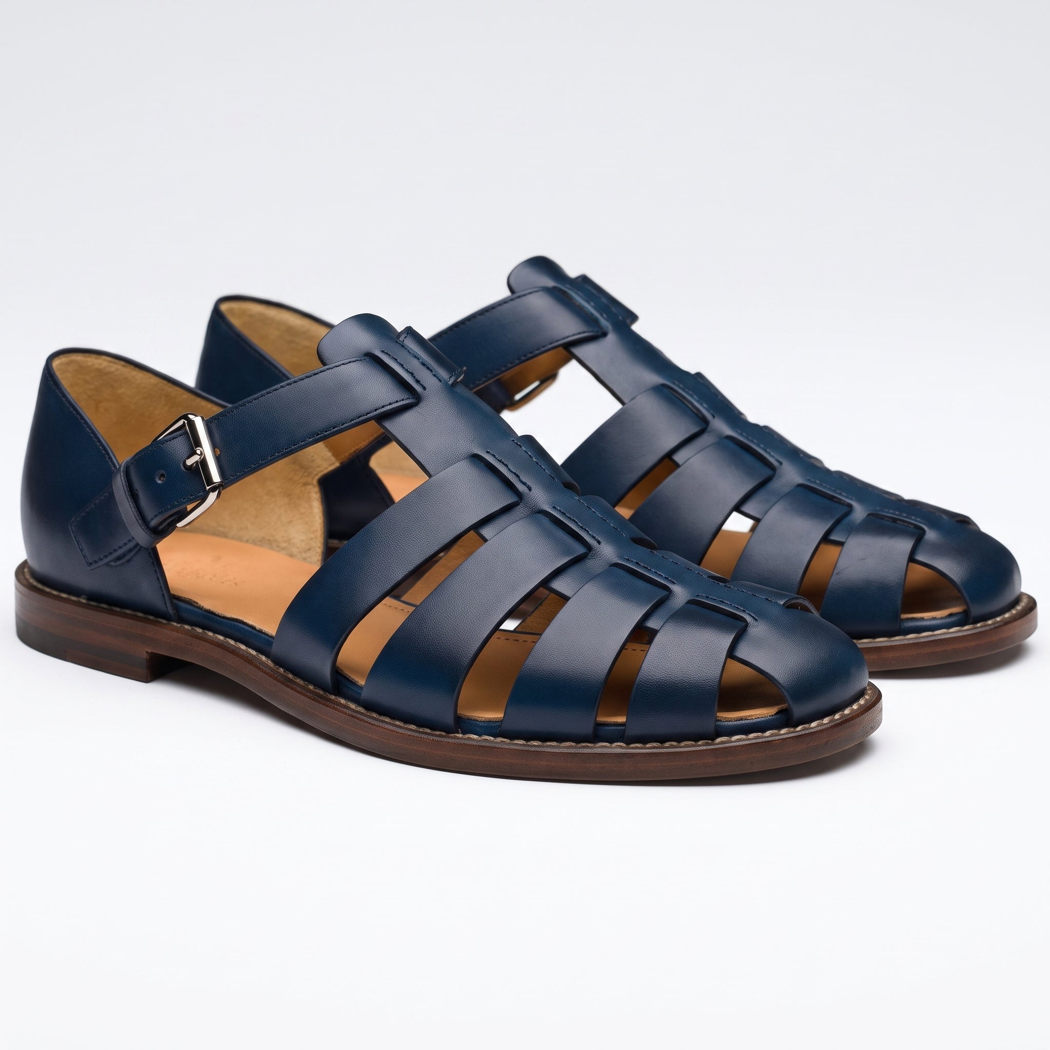 Jonas - Men's Summer Closed Toe Fisherman Sandals - Men Sandals - Blue - Taylor & Bennett