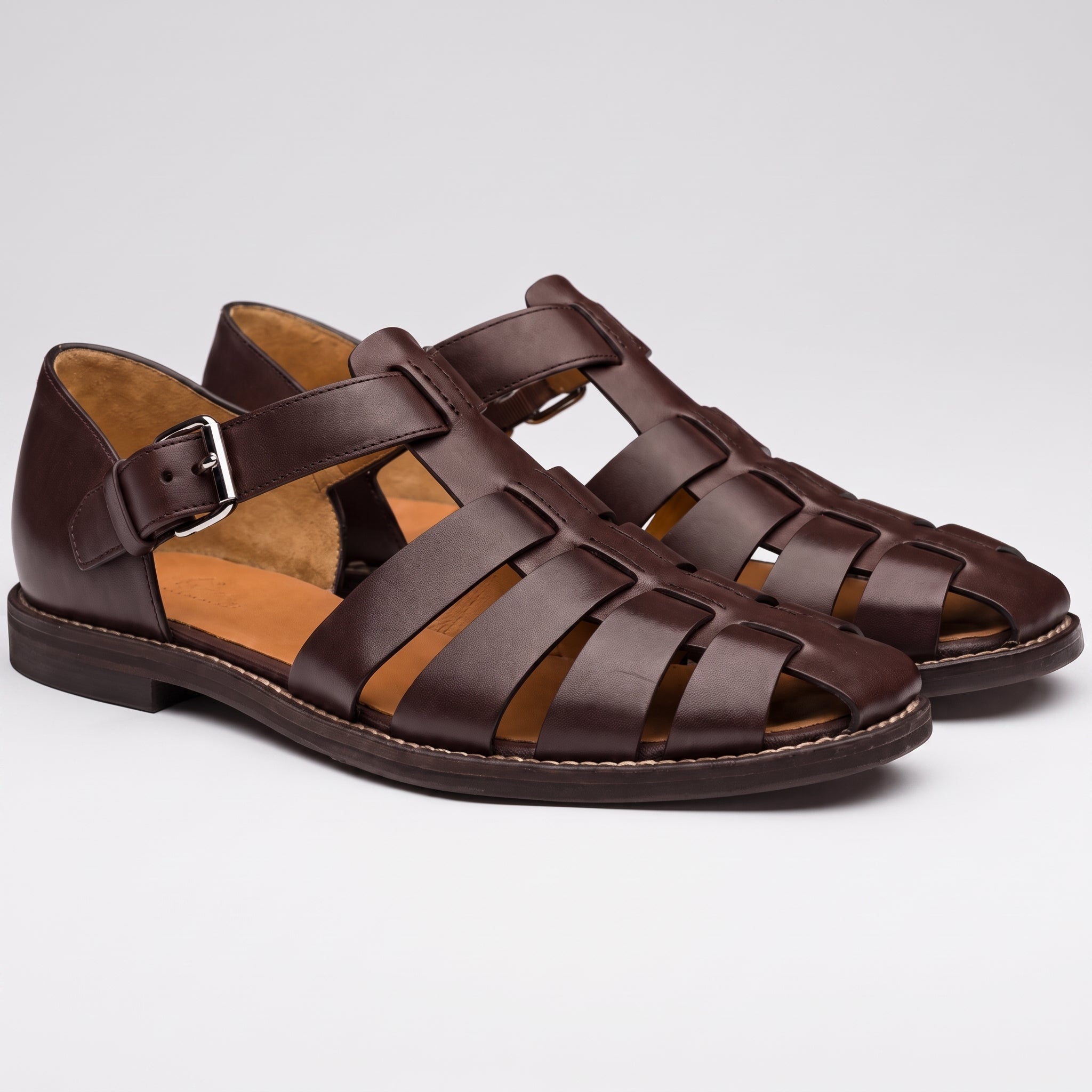 Jonas - Men's Summer Closed Toe Fisherman Sandals - Men Sandals - Dark Brown - Taylor & Bennett
