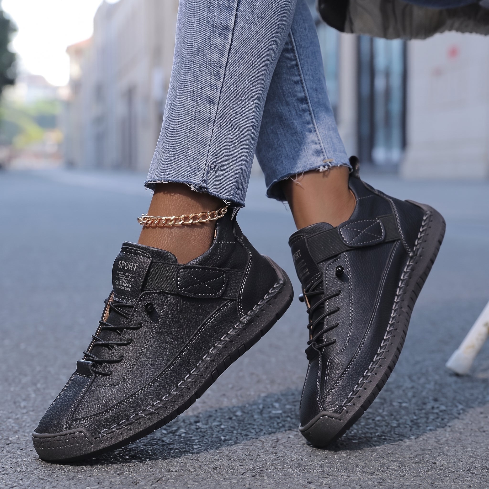 Jonas - Men's Summer Orthopaedic Low-Top Trainers - Sneakers - Black - Taylor & Bennett
