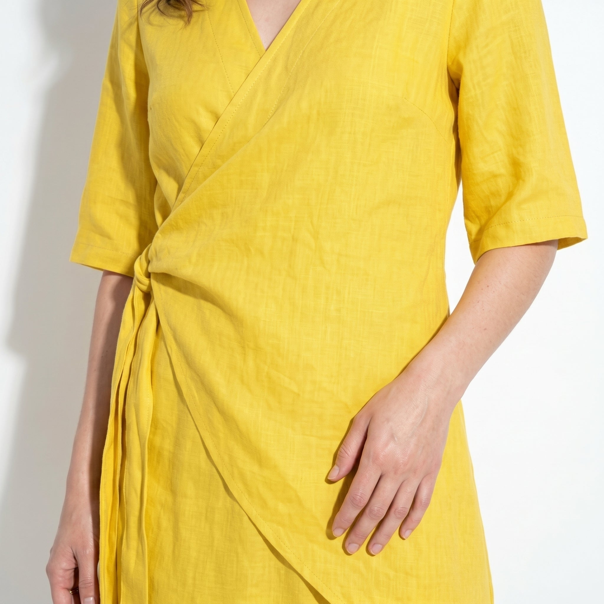Kate - Women's Asymmetric Summer Mini Dress - Mini Dresses - Yellow - Taylor & Bennett