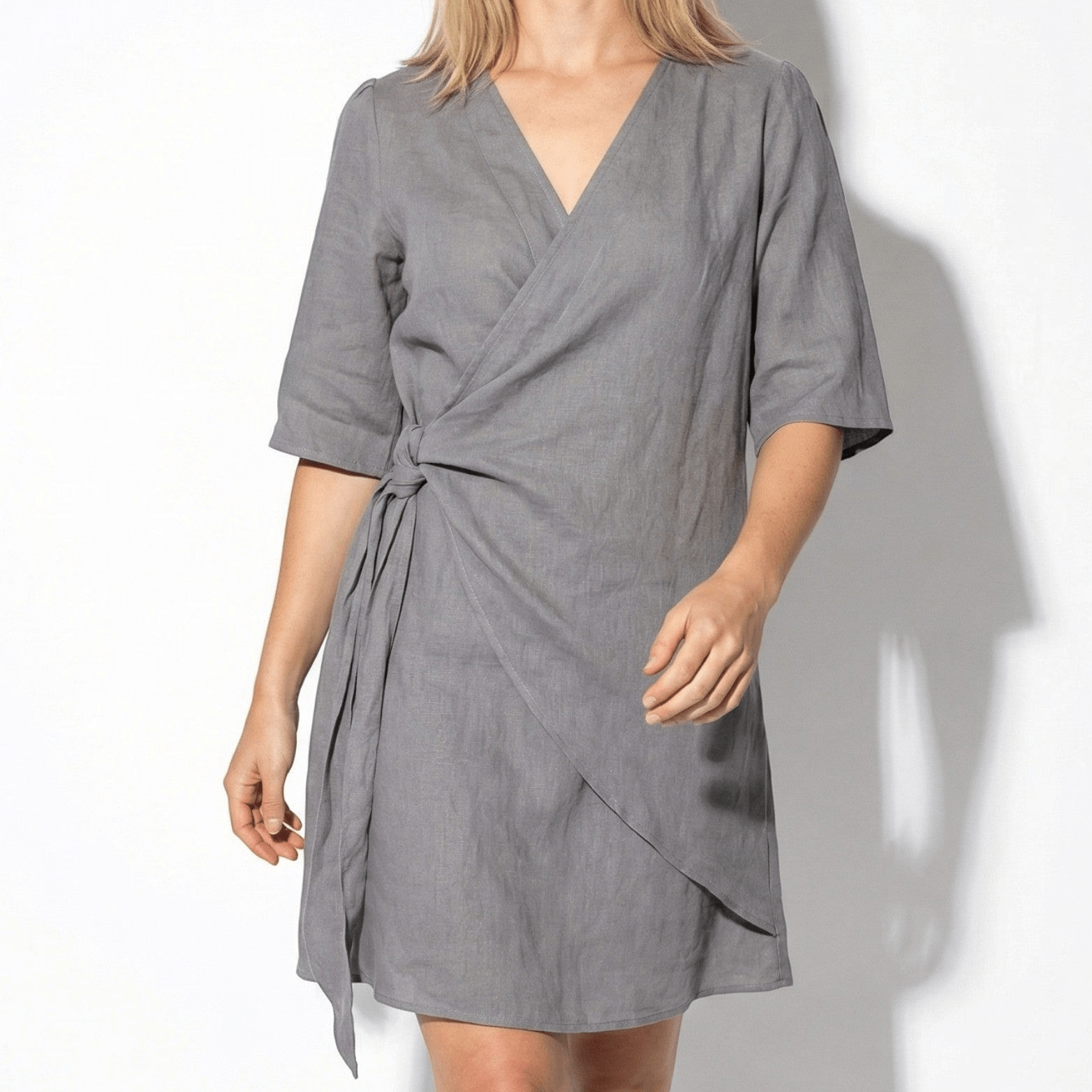 Kate - Women's Asymmetric Summer Mini Dress - Mini Dresses - Grey - Taylor & Bennett