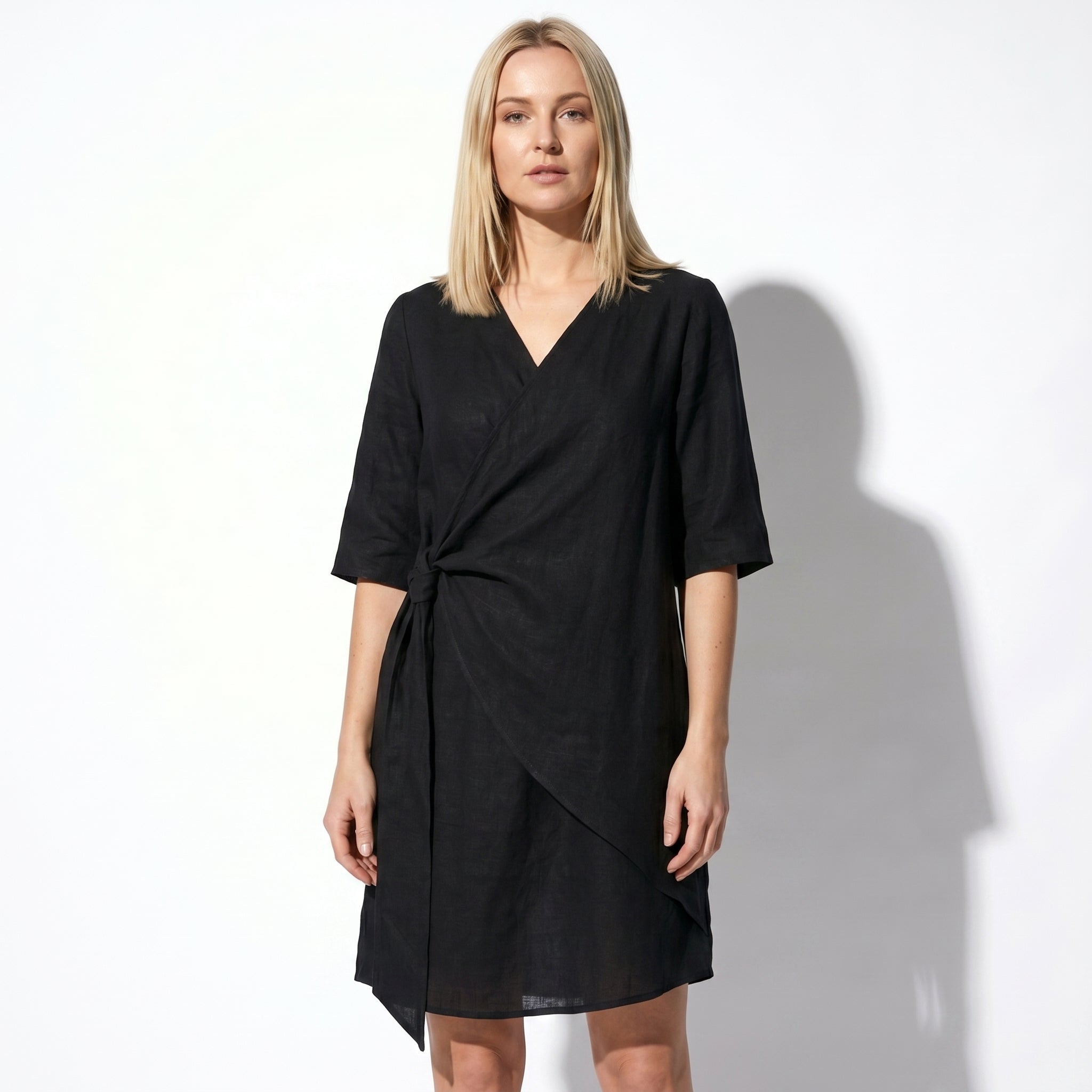 Kate - Women's Asymmetric Summer Mini Dress - Mini Dresses - Black - Taylor & Bennett