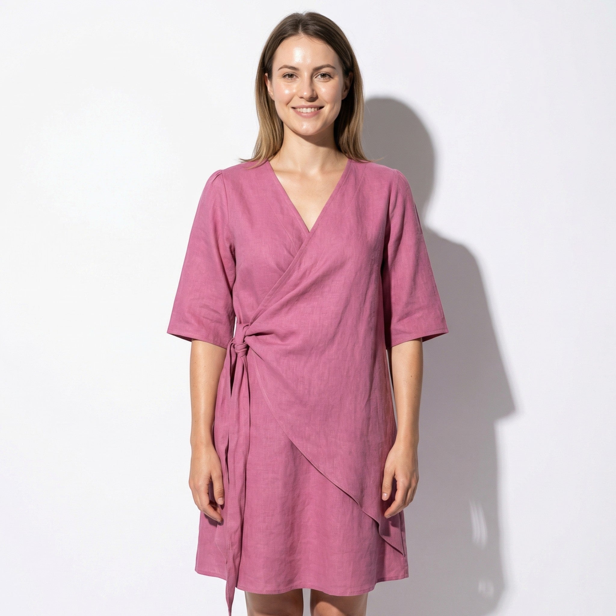 Kate - Women's Asymmetric Summer Mini Dress - Mini Dresses - Pink - Taylor & Bennett